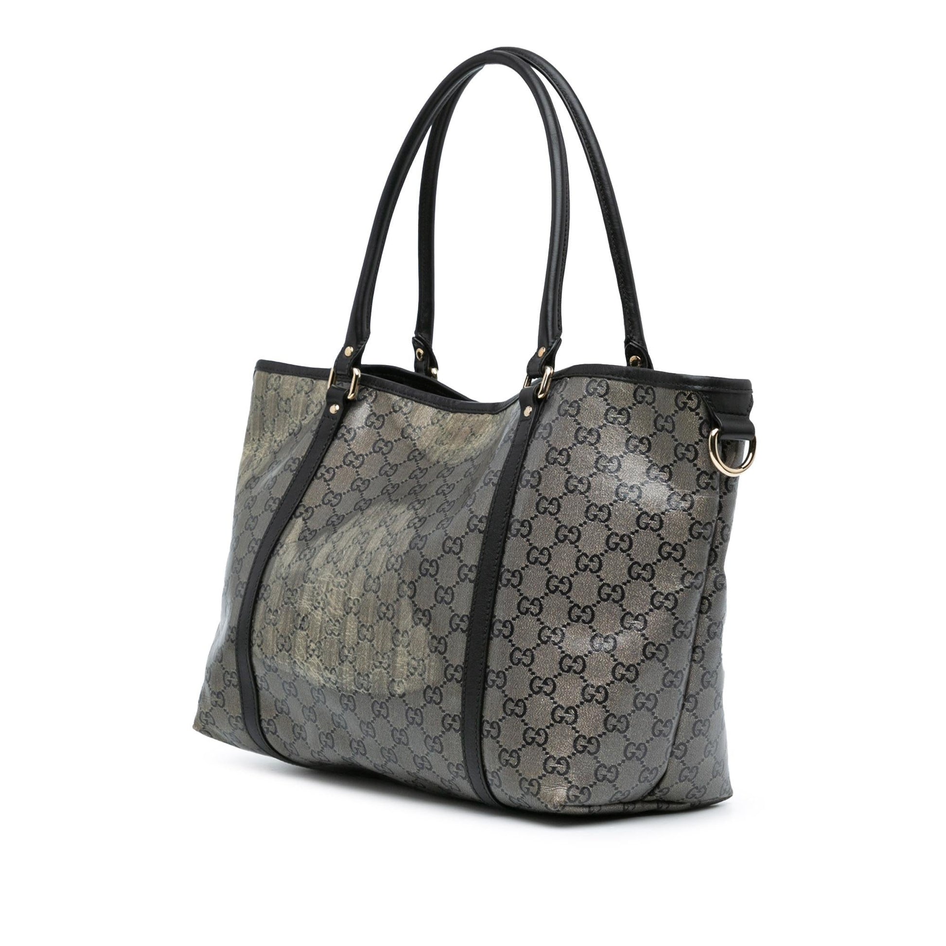 Gucci GG Crystal Joy Canvas Calf Brown Medium Tote Bag