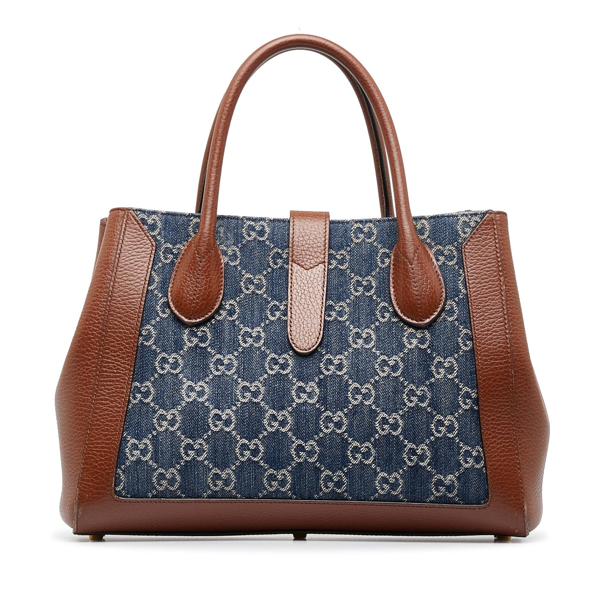 Gucci GG Jackie SHG-CSb5aI Denim Blue Medium Tote Bag