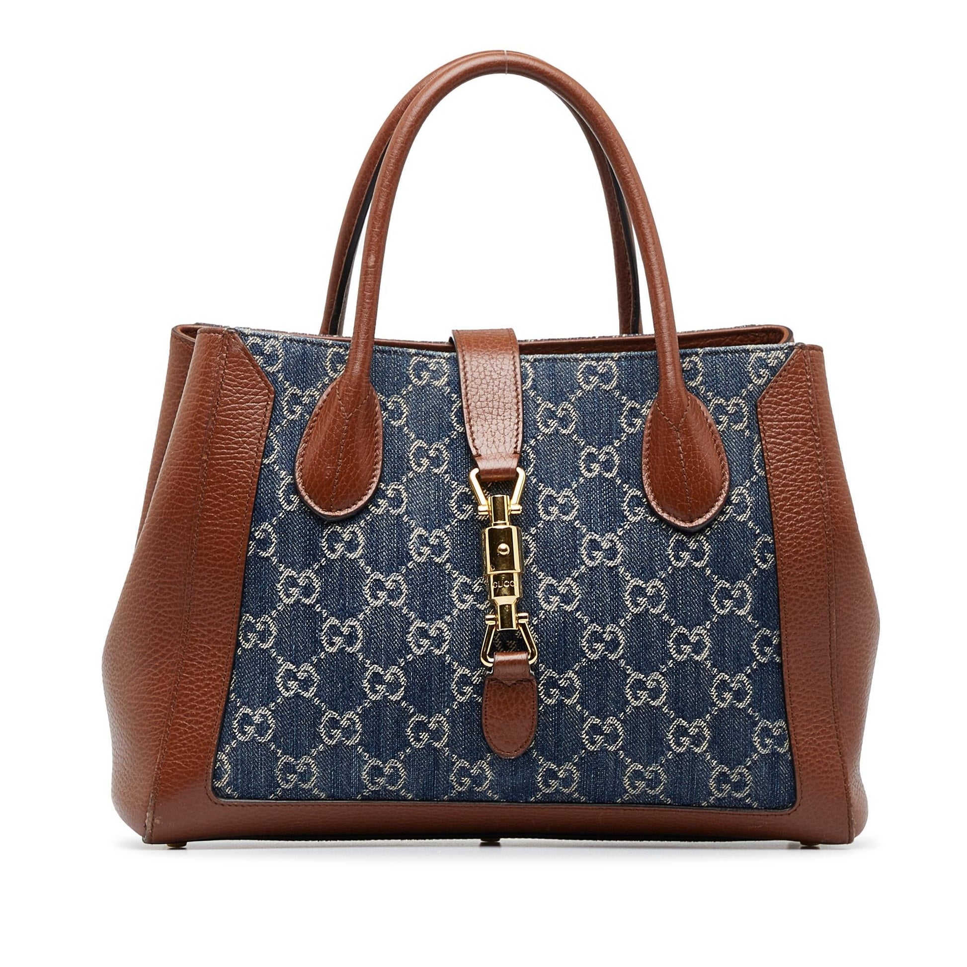 Gucci GG Jackie SHG-CSb5aI Denim Blue Medium Tote Bag