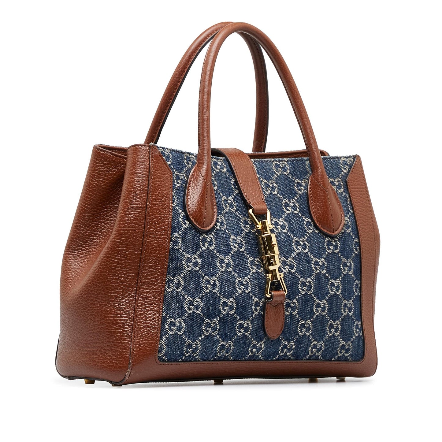 Gucci GG Jackie SHG-CSb5aI Denim Blue Medium Tote Bag