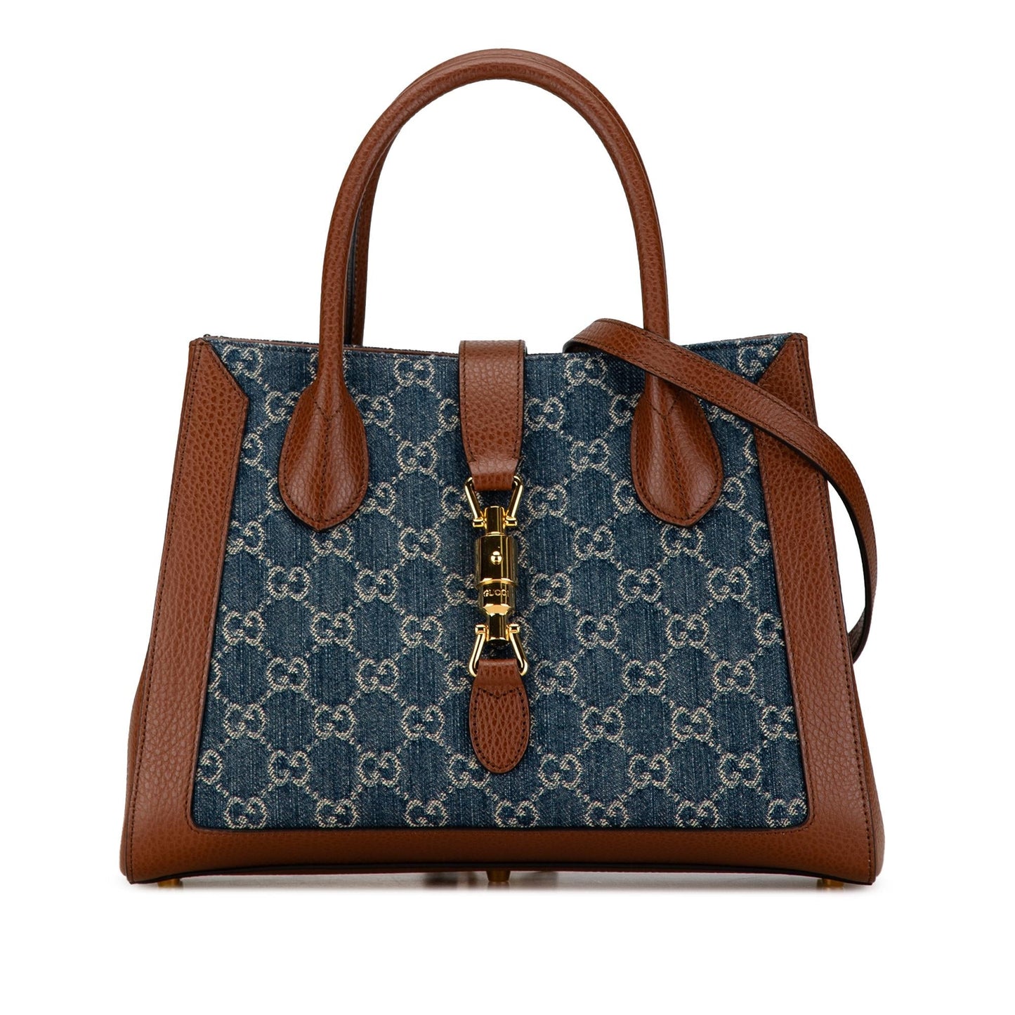 Gucci GG Jackie SHG-Um5mCw Denim Calf Brown Blue Tote Bag