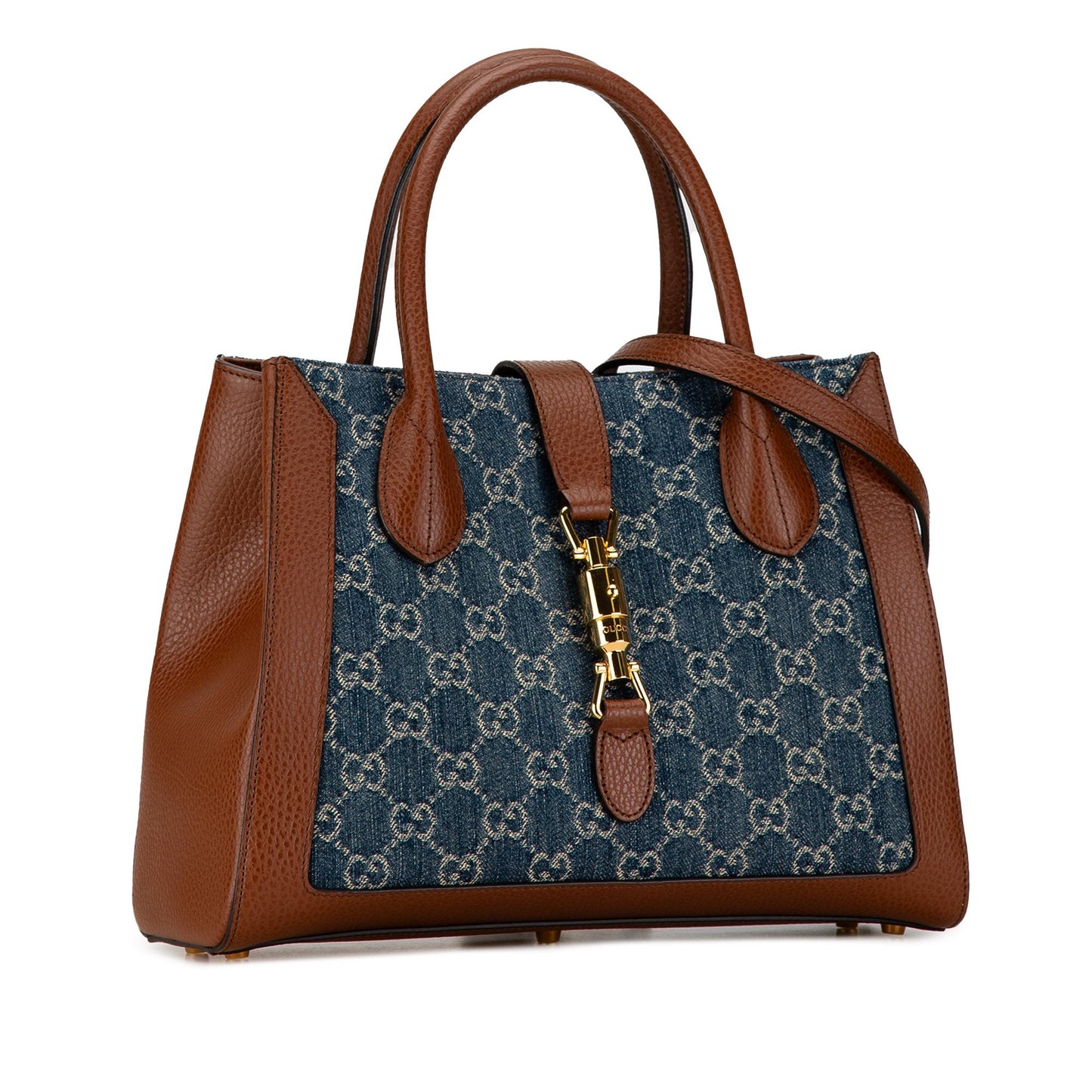 Gucci GG Jackie SHG-Um5mCw Denim Calf Brown Blue Tote Bag