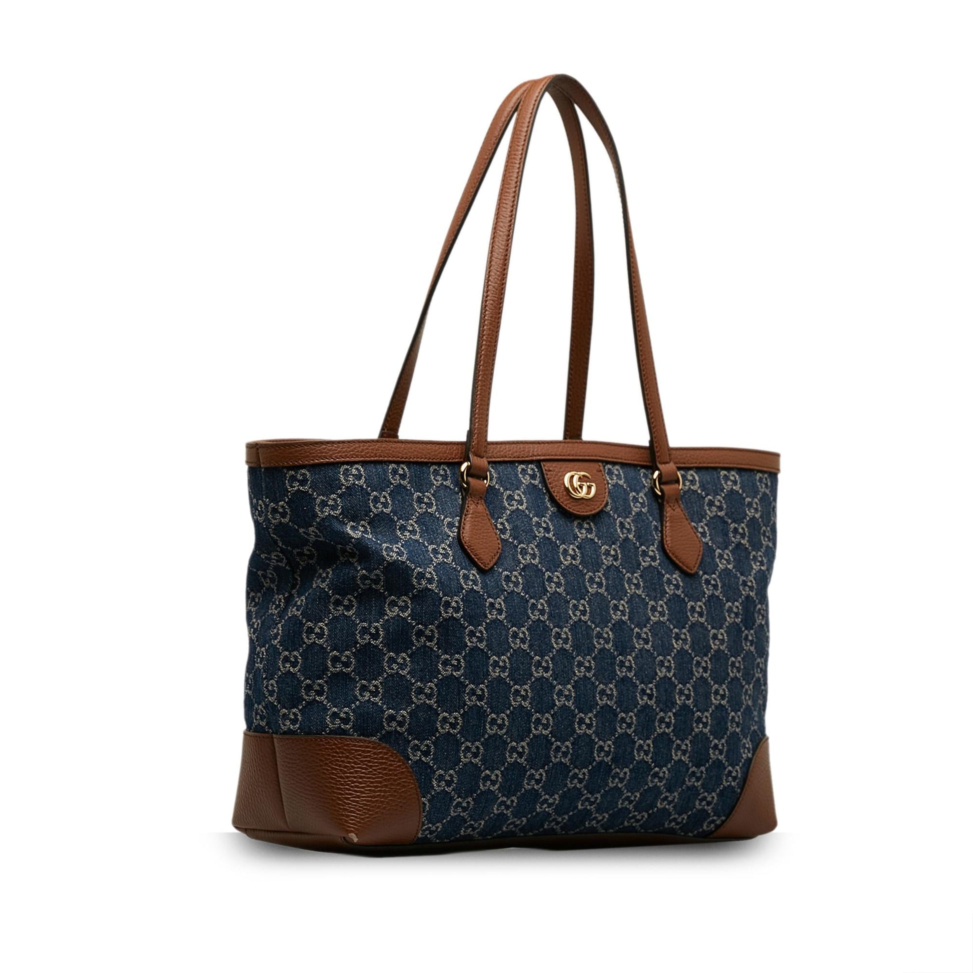 Gucci GG Ophidia Shopping SHG-TjQd49 Denim Blue Medium Tote Bag