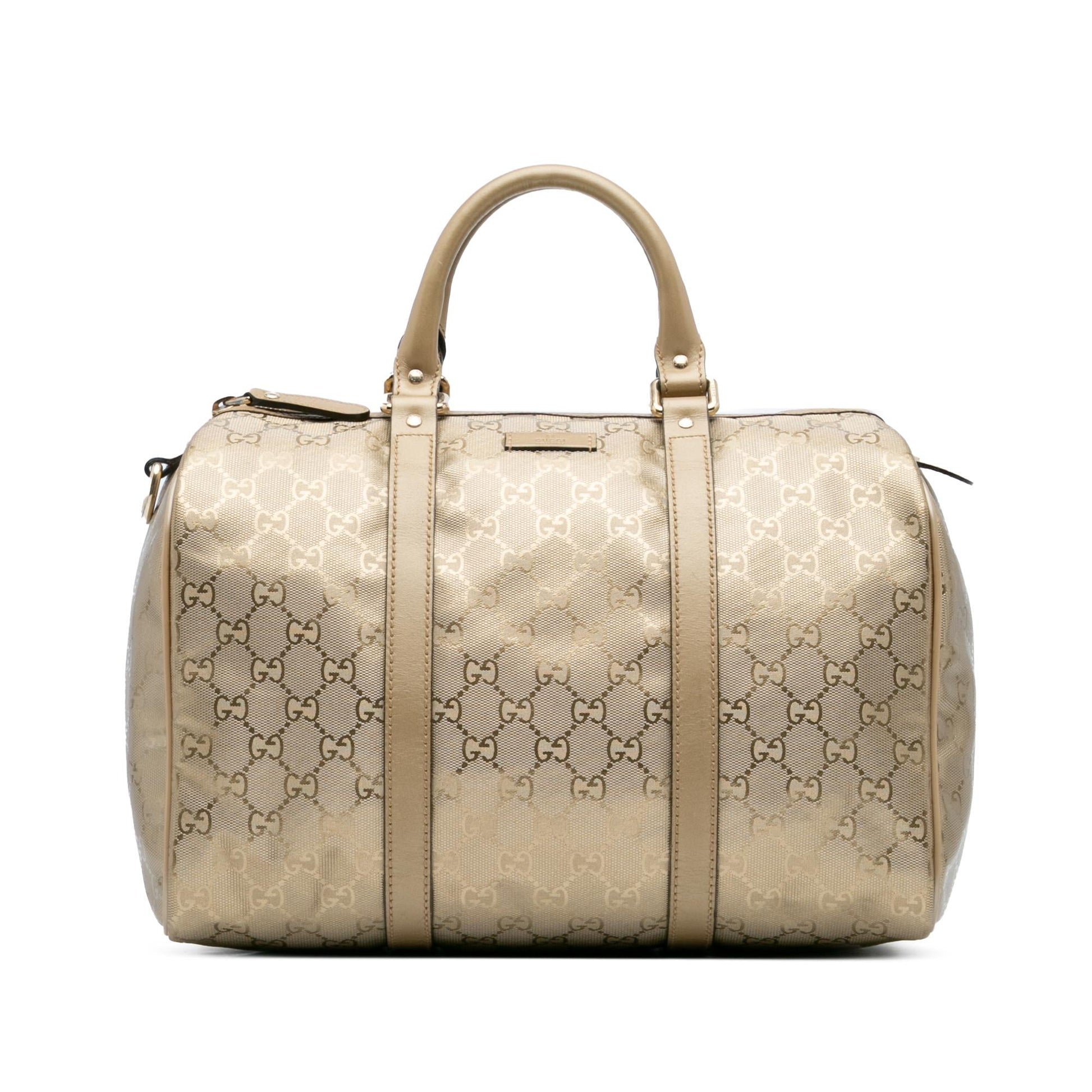 Gucci GG Imprime Joy Boston Canvas Gold Medium Satchel Bag