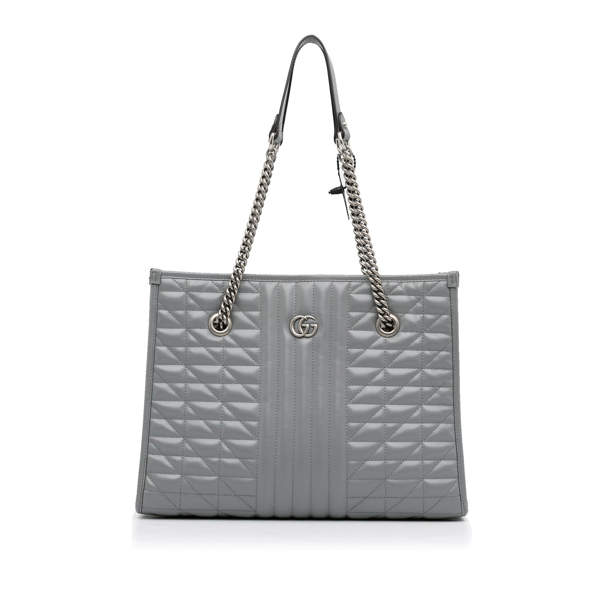 Gucci GG Marmont Aria SHG-GWuMn4 Calf Grey Medium Tote Bag