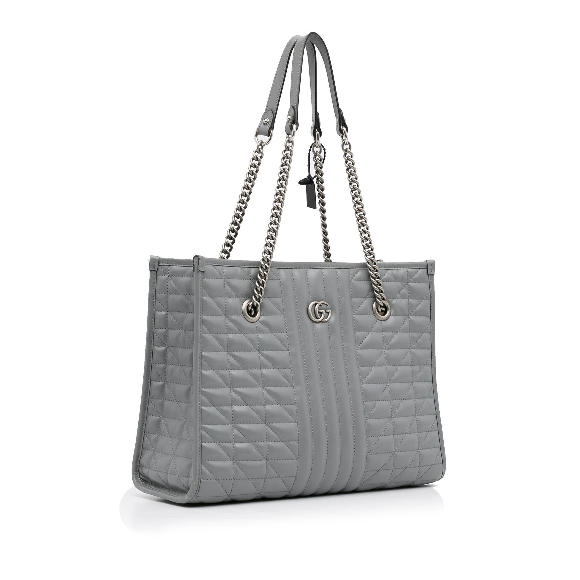 Gucci GG Marmont Aria SHG-GWuMn4 Calf Grey Medium Tote Bag