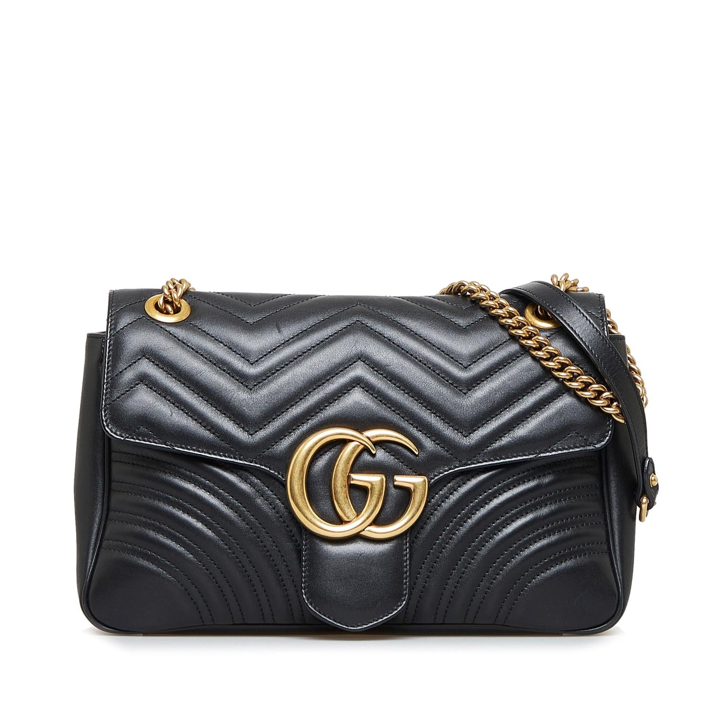 Gucci GG Marmont SHG-A8Ntcs Calf Black Medium Crossbody Bag