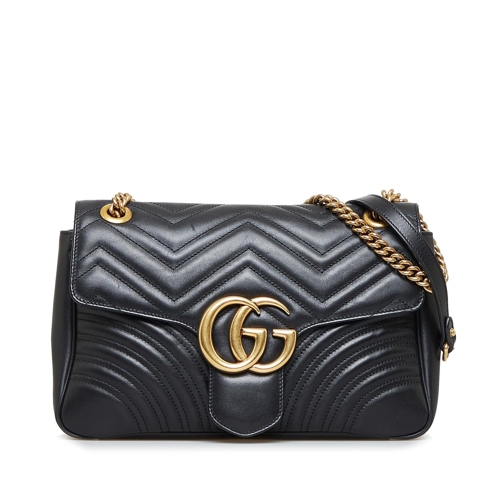 Gucci GG Marmont SHG-A8Ntcs Calf Black Medium Crossbody Bag