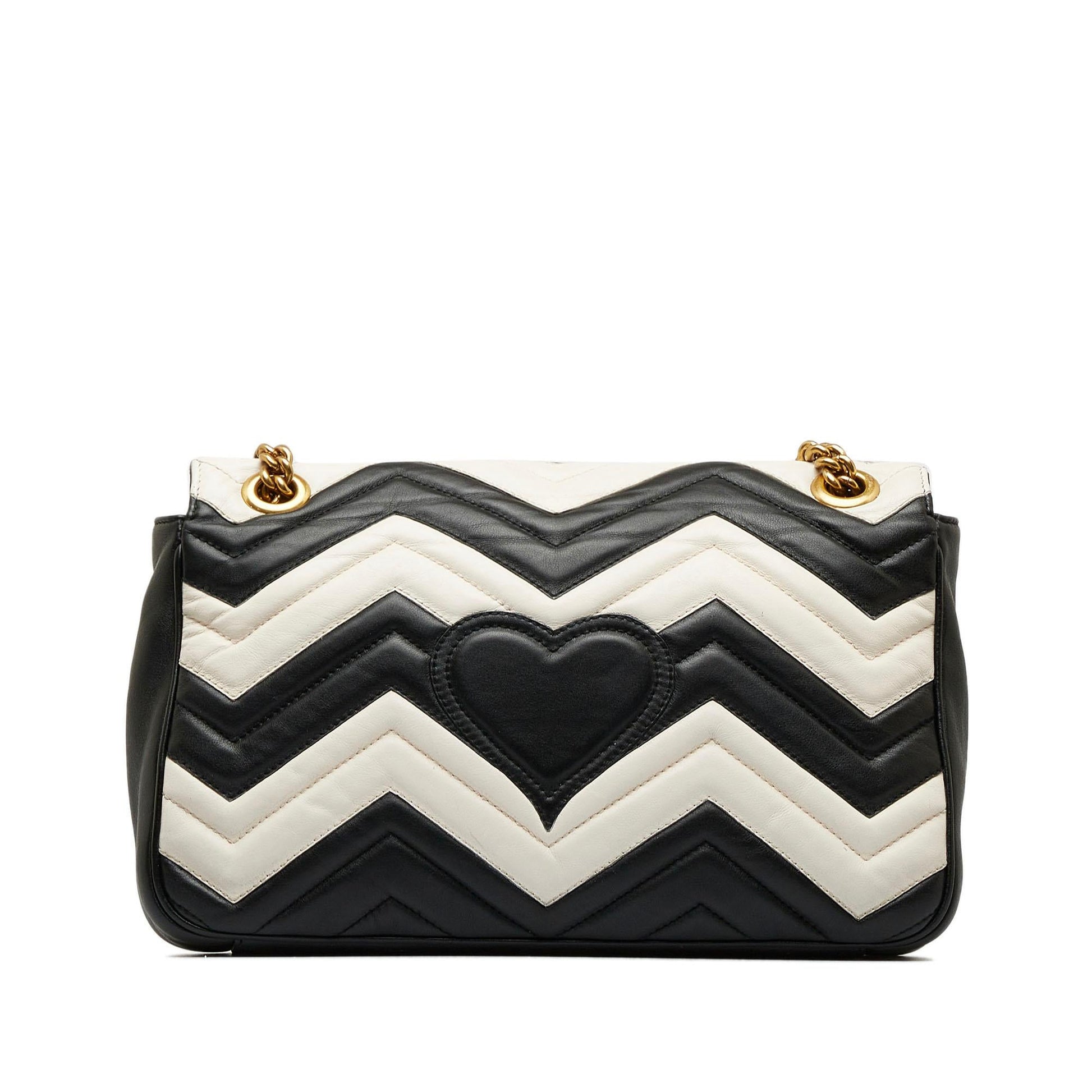 Gucci GG Marmont SHG-7JKm0K Matelasse Calf Black White Crossbody Bag