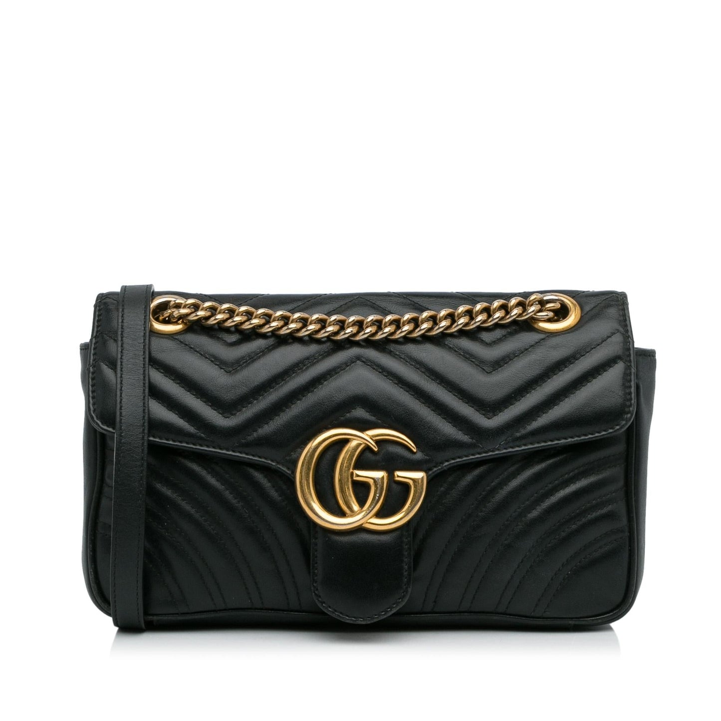 Gucci GG Marmont SHG-4Kd9cl Matelasse Calf Black Medium Crossbody Bag