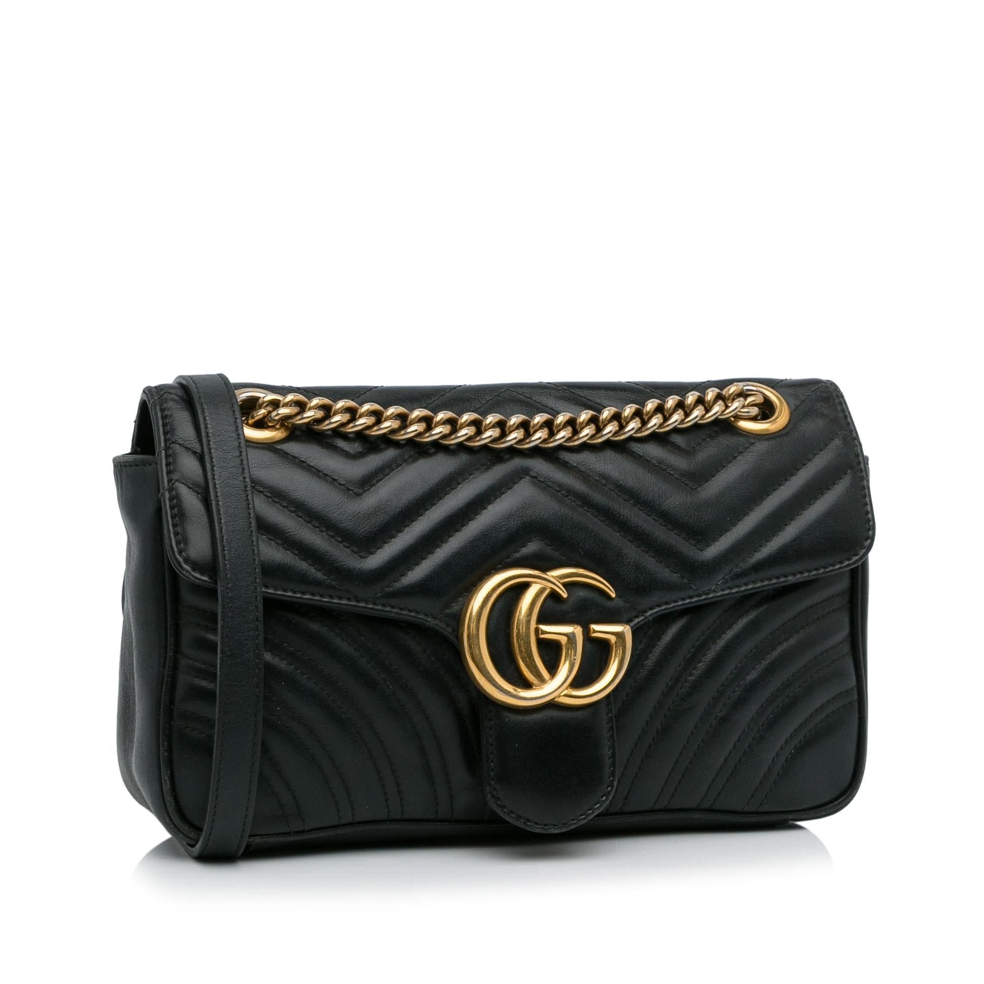 Gucci GG Marmont SHG-4Kd9cl Matelasse Calf Black Medium Crossbody Bag