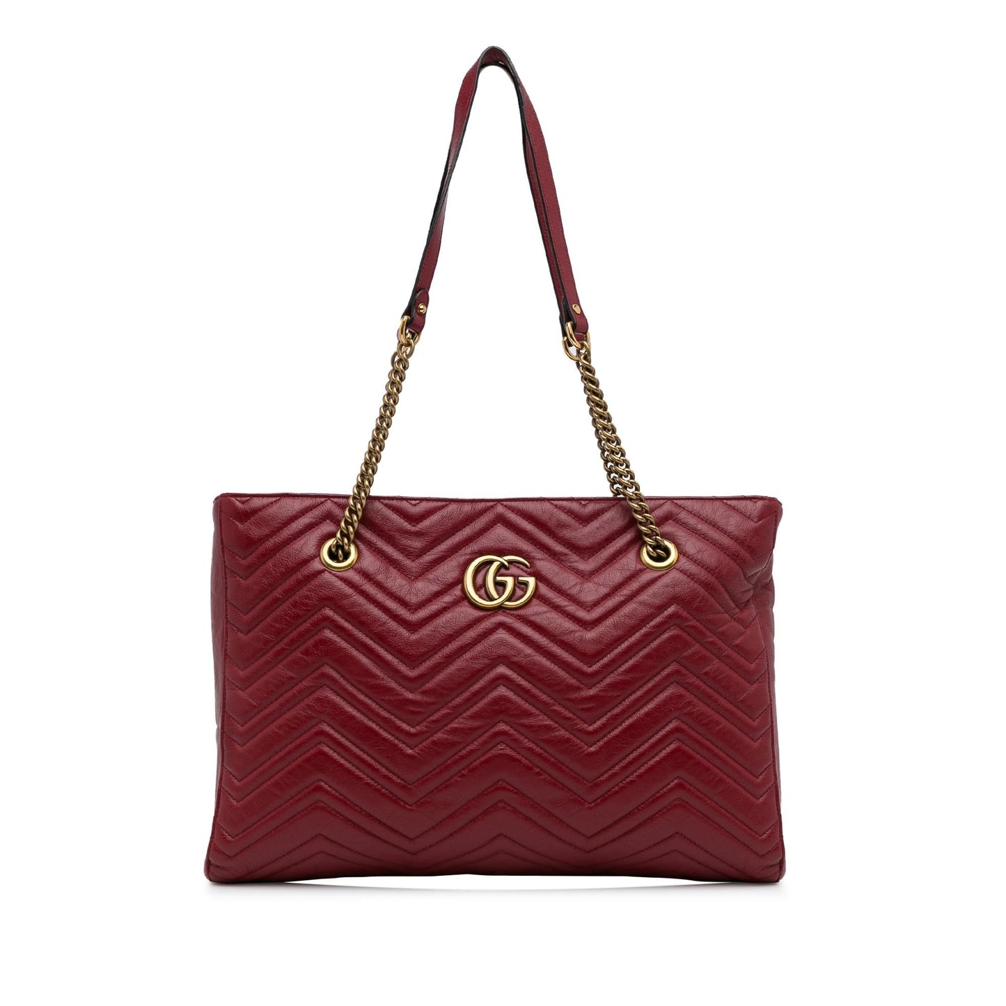 Gucci GG Marmont Slim SHG-DJstM9 Matelasse Calf Red Medium Tote Bag