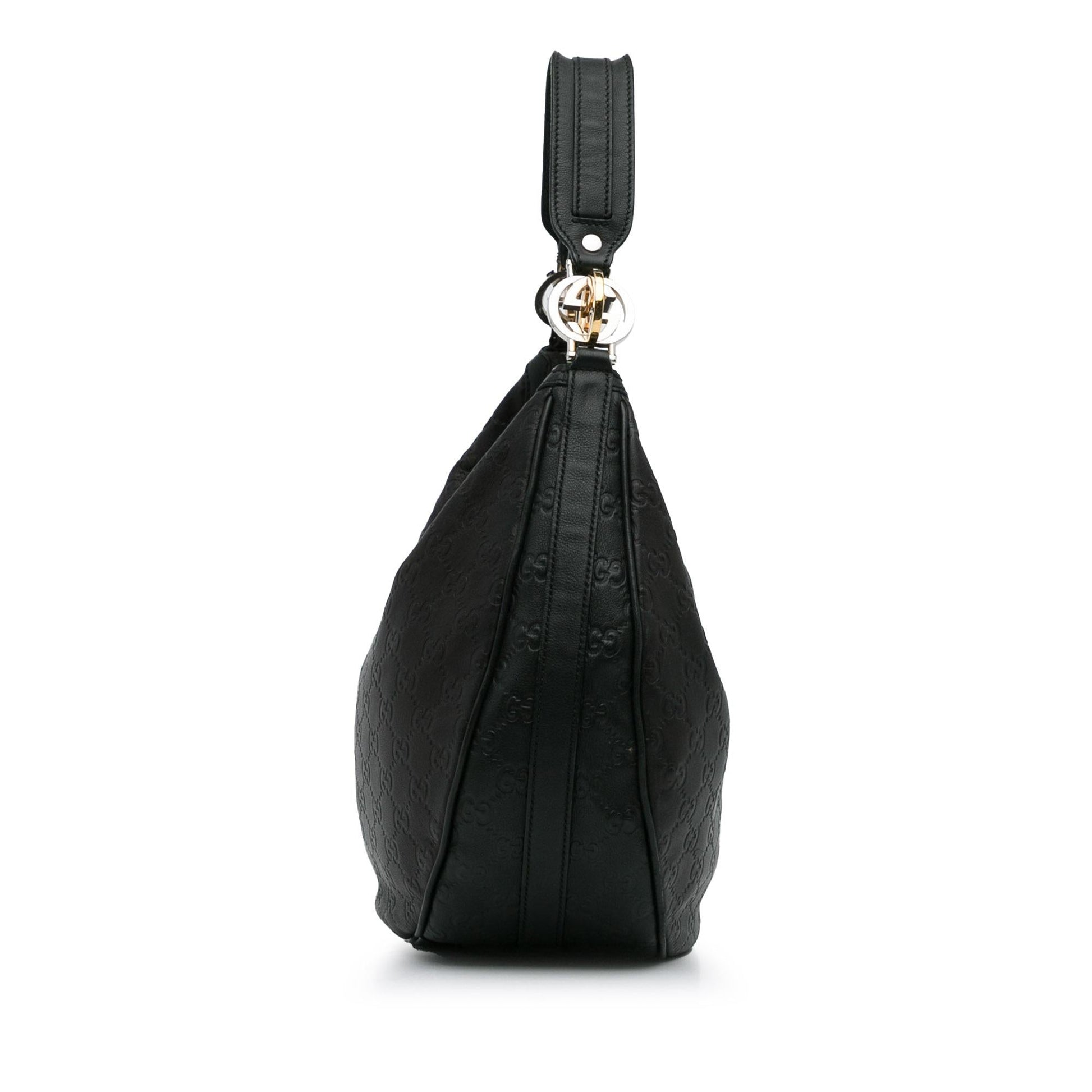 Gucci GG Signature Twins SHG-RmbMFm Calf Black Medium Shoulder Bag