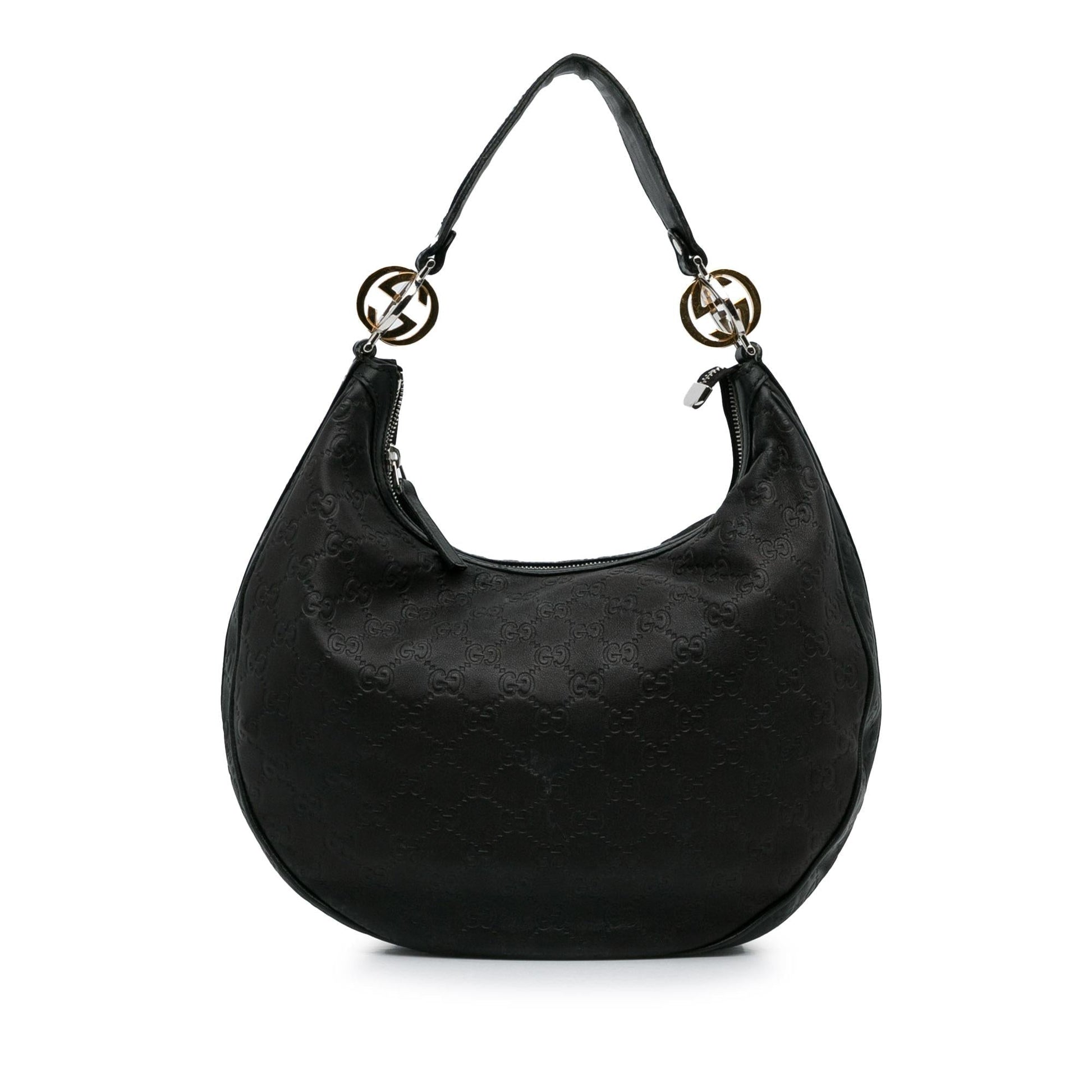 Gucci GG Signature Twins SHG-RmbMFm Calf Black Medium Shoulder Bag