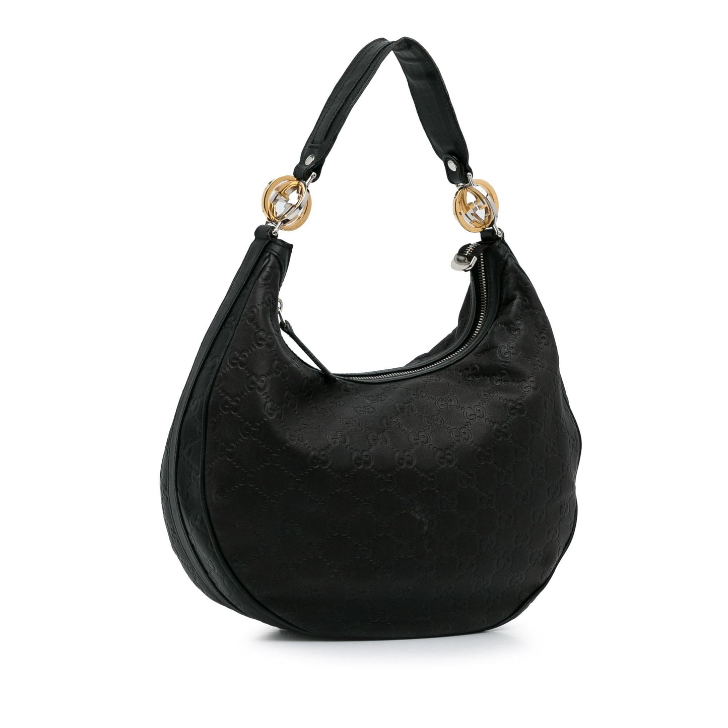 Gucci GG Signature Twins SHG-RmbMFm Calf Black Medium Shoulder Bag