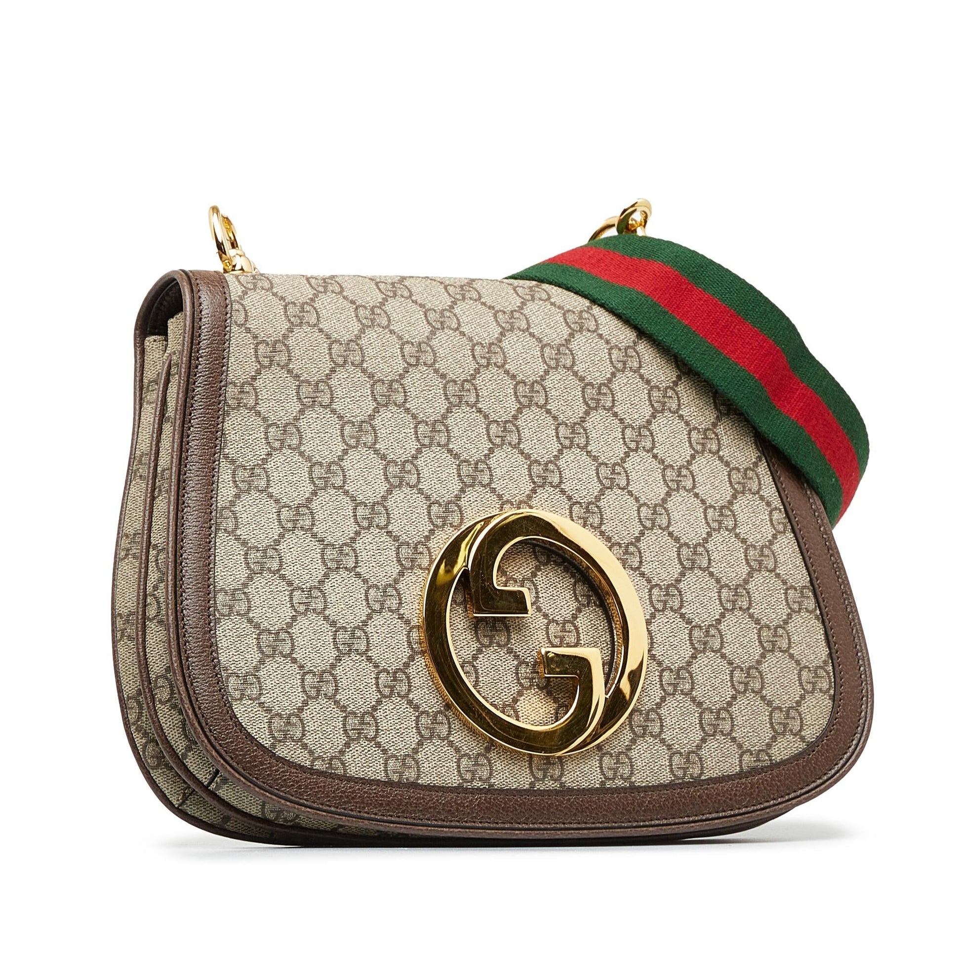 Gucci GG Supreme Blondie SHG-sWmp90 Canvas Calf Brown Medium Crossbody Bag