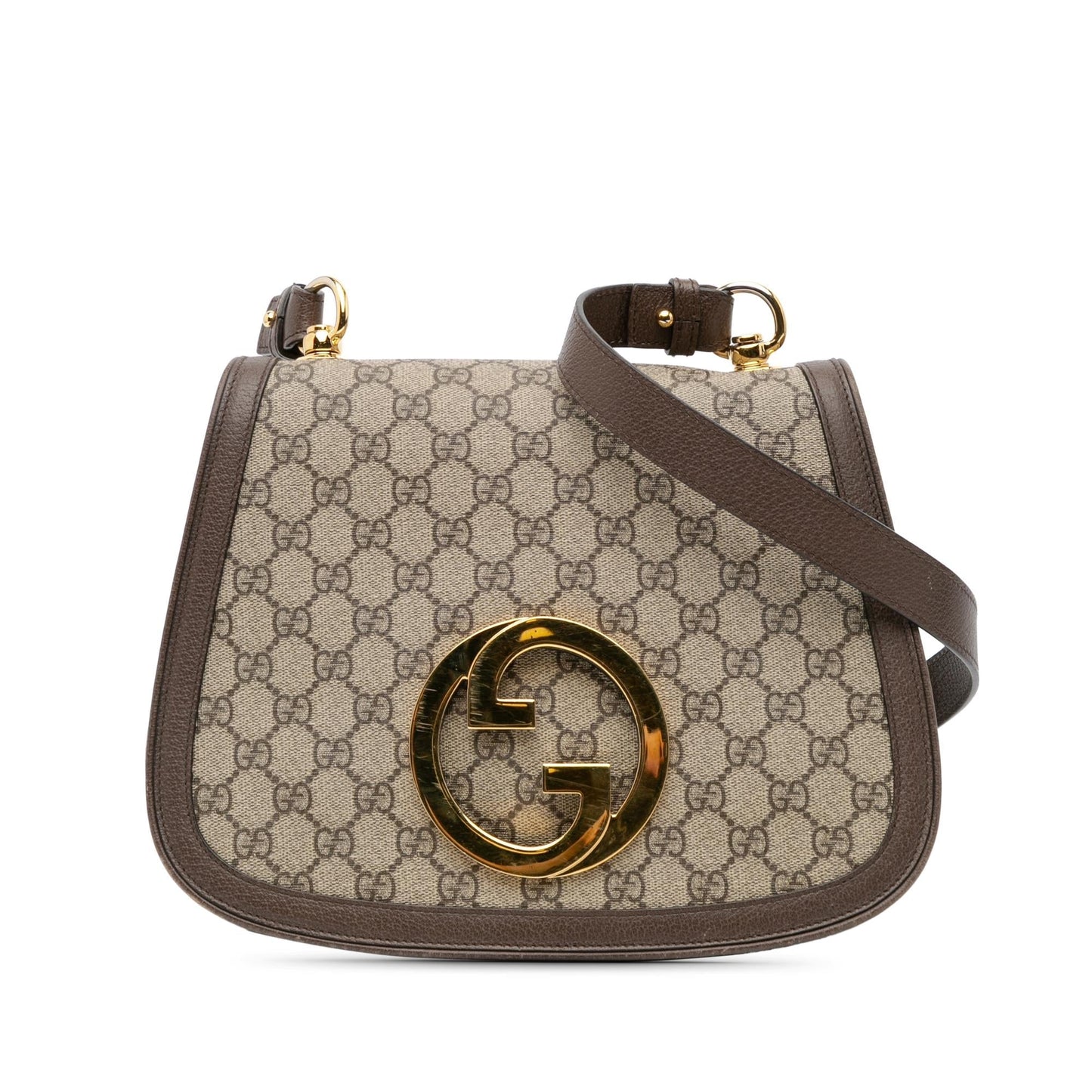 Gucci GG Supreme Blondie Canvas Calf Brown Medium Crossbody Bag Blondie Crossbody