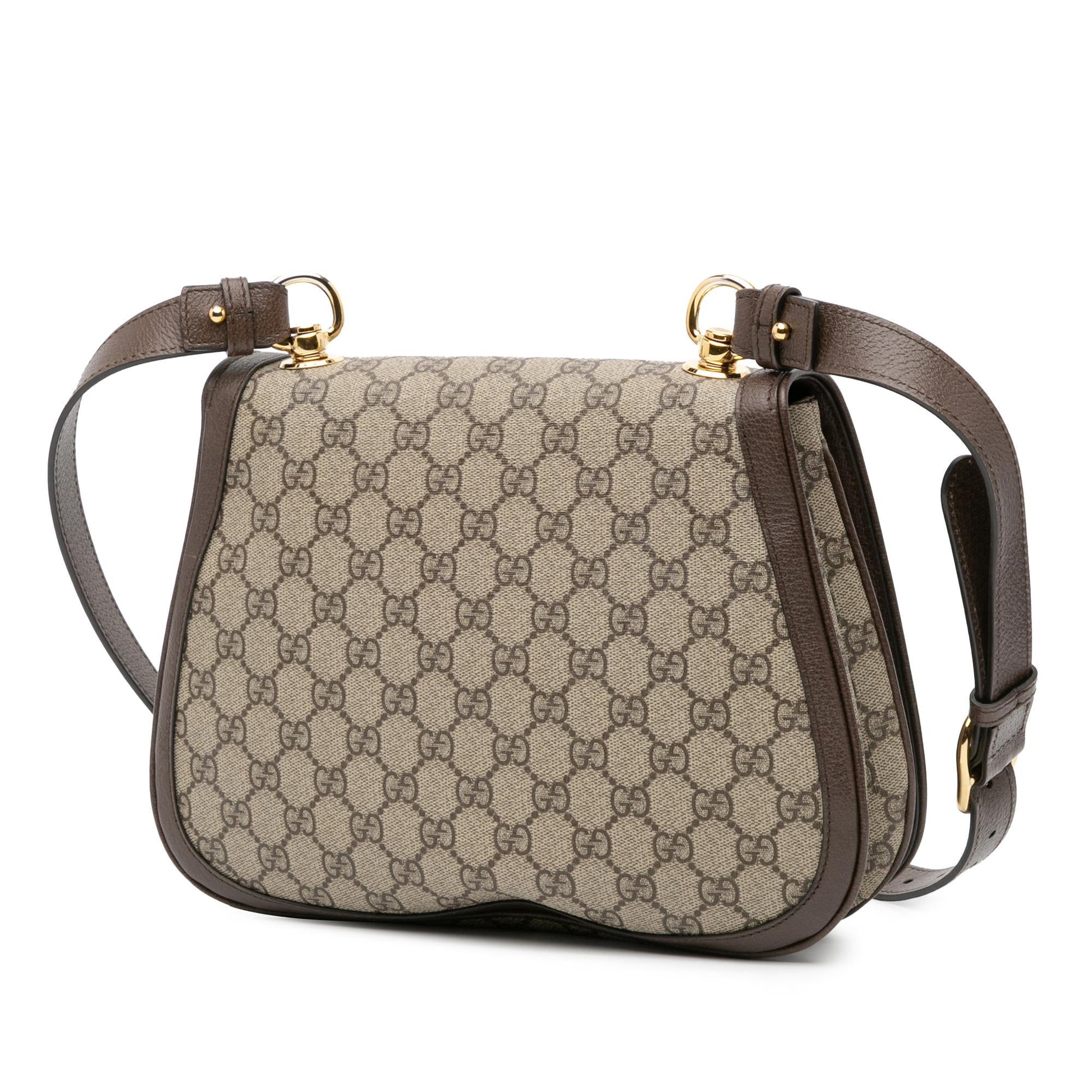 Gucci GG Supreme Blondie Canvas Calf Brown Medium Crossbody Bag Crossbody 2