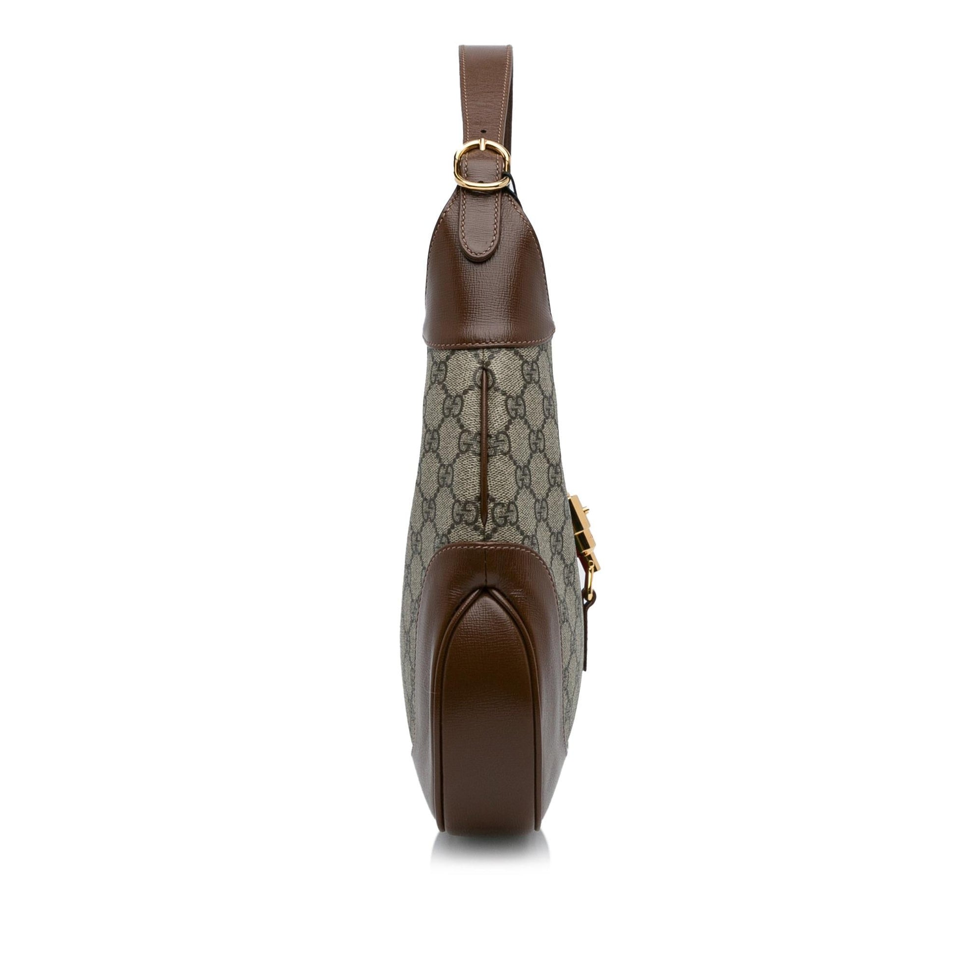Gucci GG Supreme Jackie SHG-0PYIOs Canvas Brown Medium Crossbody Bag