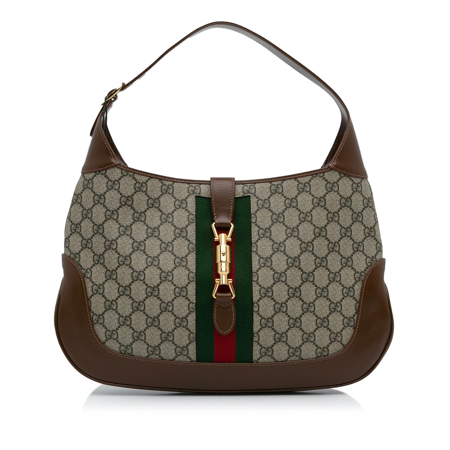 Gucci GG Supreme Jackie SHG-0PYIOs Canvas Brown Medium Crossbody Bag