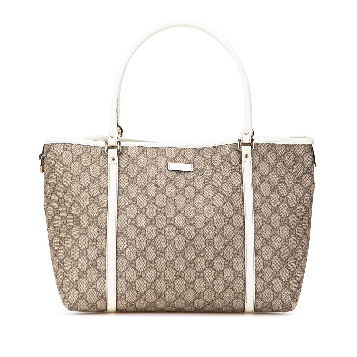Gucci GG Supreme Joy Leather Canvas Patent White Tote Bag