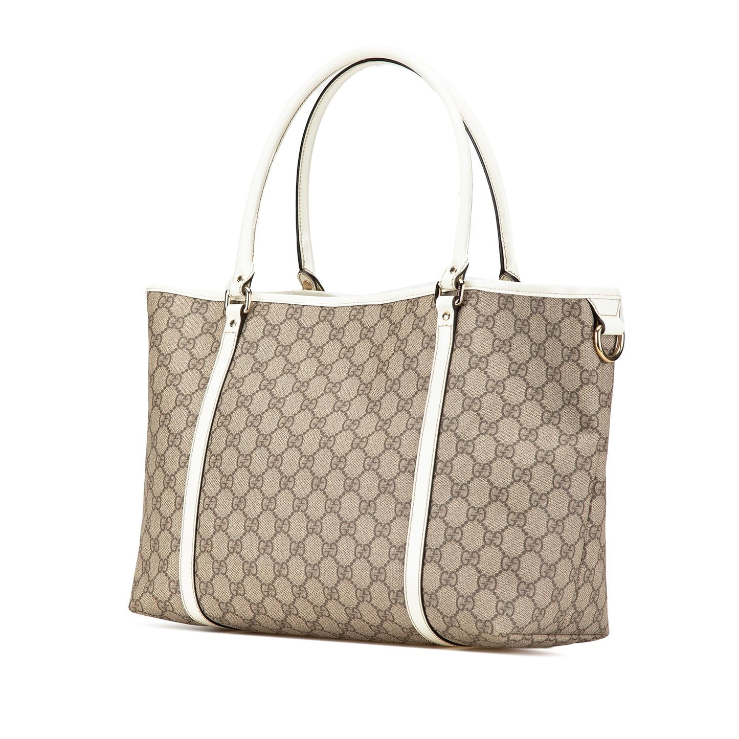 Gucci GG Supreme Joy Leather Canvas Patent White Tote Bag
