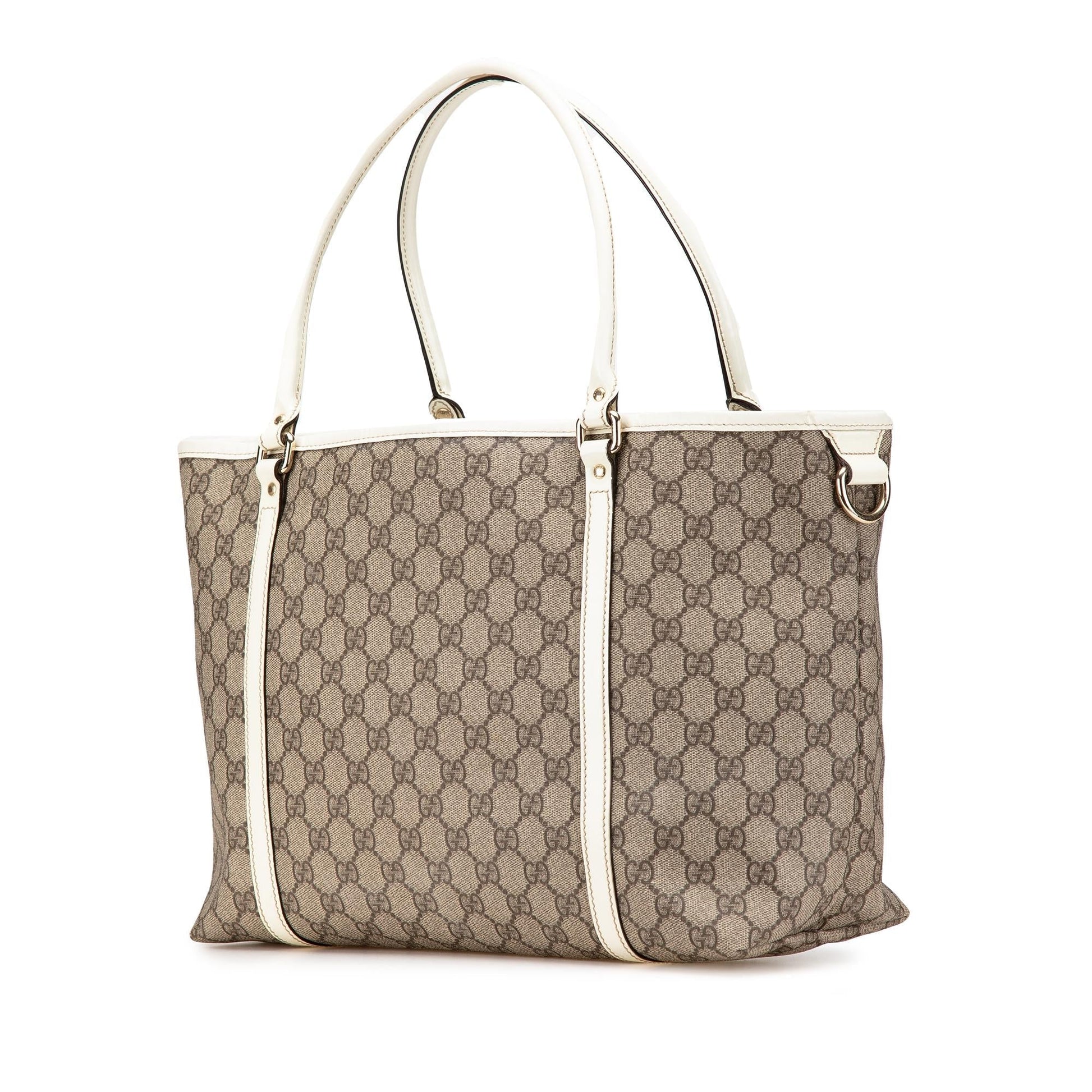 Gucci GG Supreme Joy Leather Canvas Patent Brown Tote Bag Joy Tote