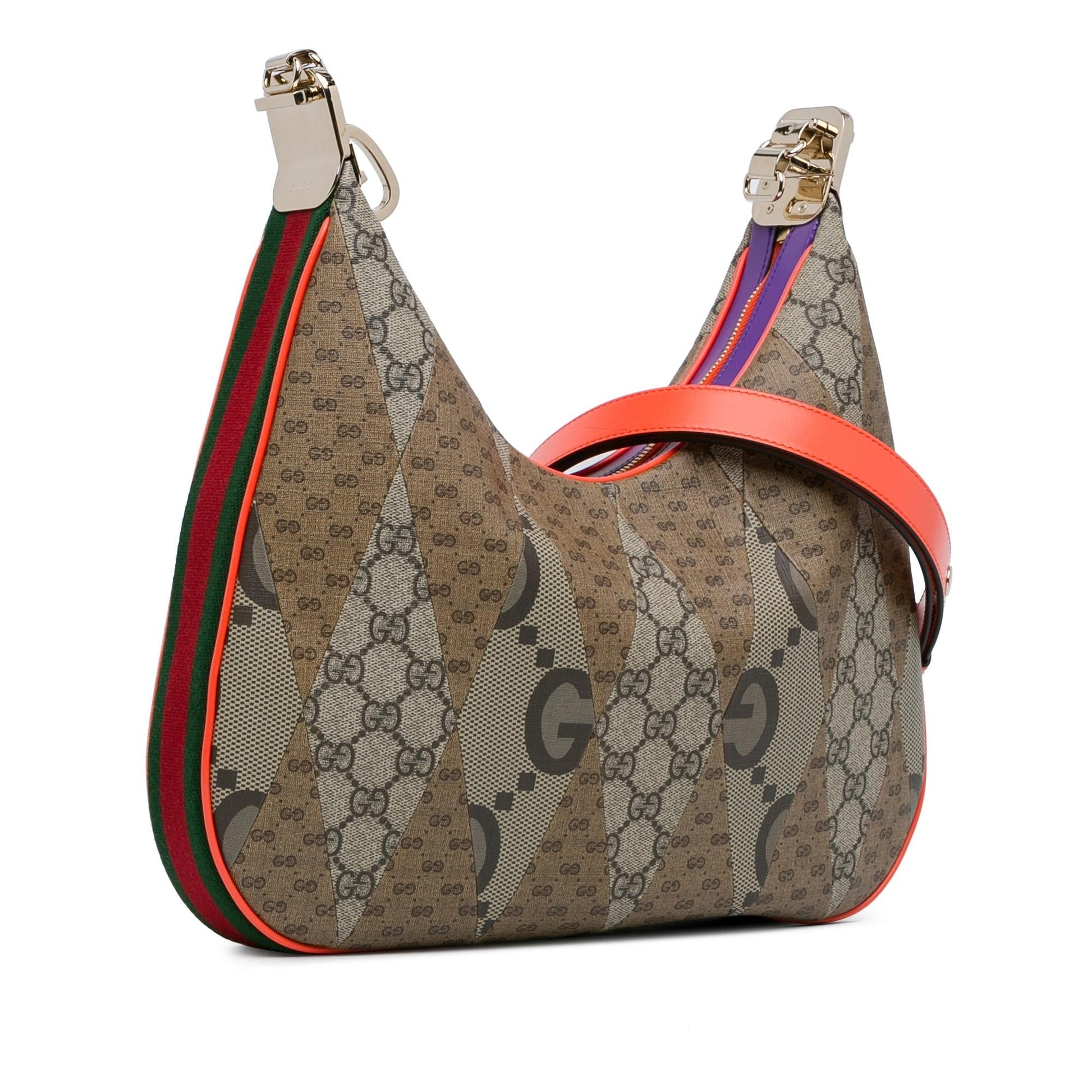 Gucci GG Supreme Patchwork Attache SHG-LfuVAP Canvas Calf Brown Multicolor Crossbody Bag