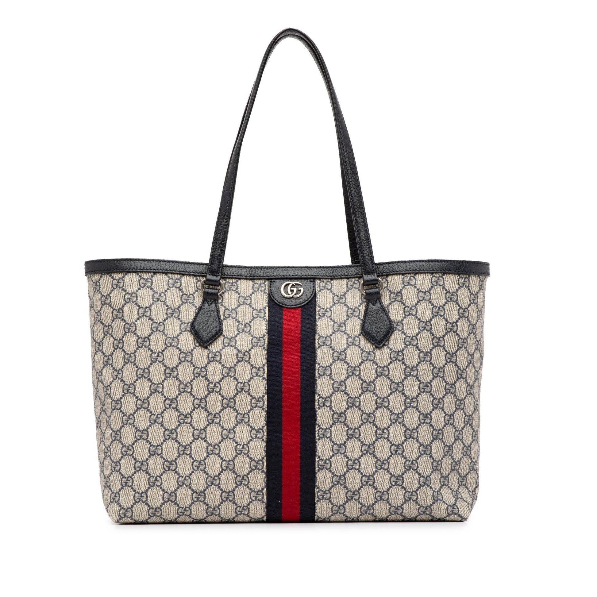 Gucci GG Supreme Ophidia SHG-j9t1ZS Canvas Calf Black Brown Tote Bag