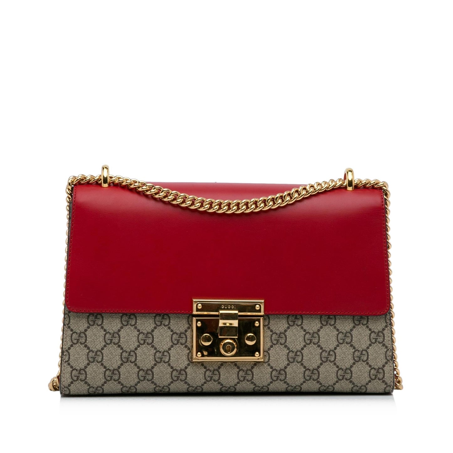 Gucci GG Supreme Padlock SHG-88VyD2 Canvas Calf Brown Red Shoulder Bag