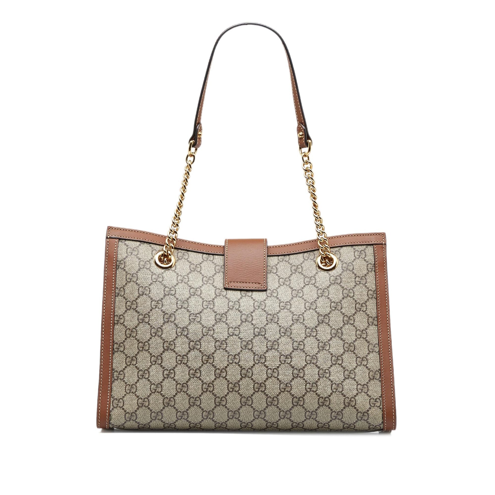 Gucci GG Supreme Padlock SHG-OWy58p Canvas Brown Medium Tote Bag