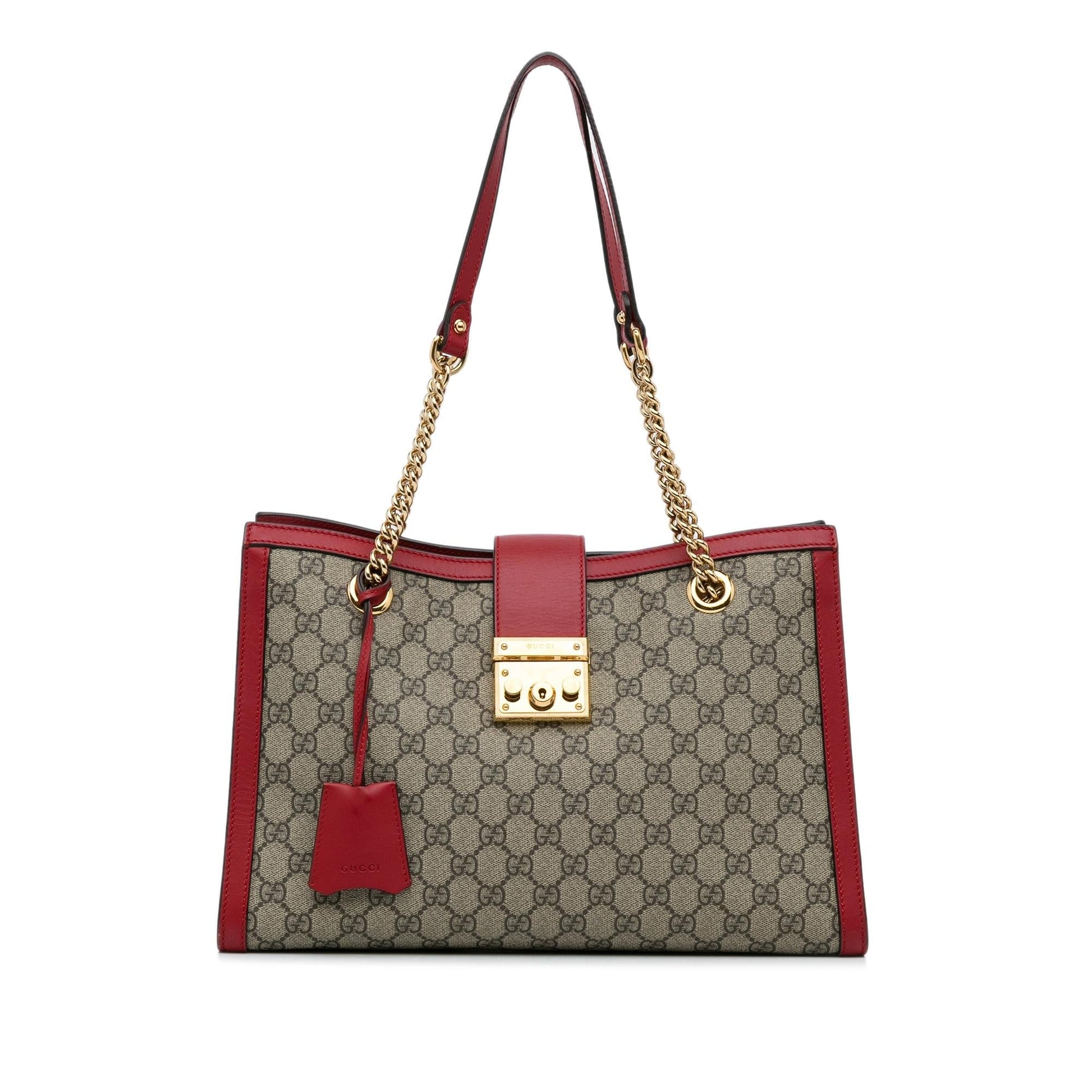 Gucci GG Supreme Padlock SHG-a8LoUy Canvas Brown Medium Tote Bag