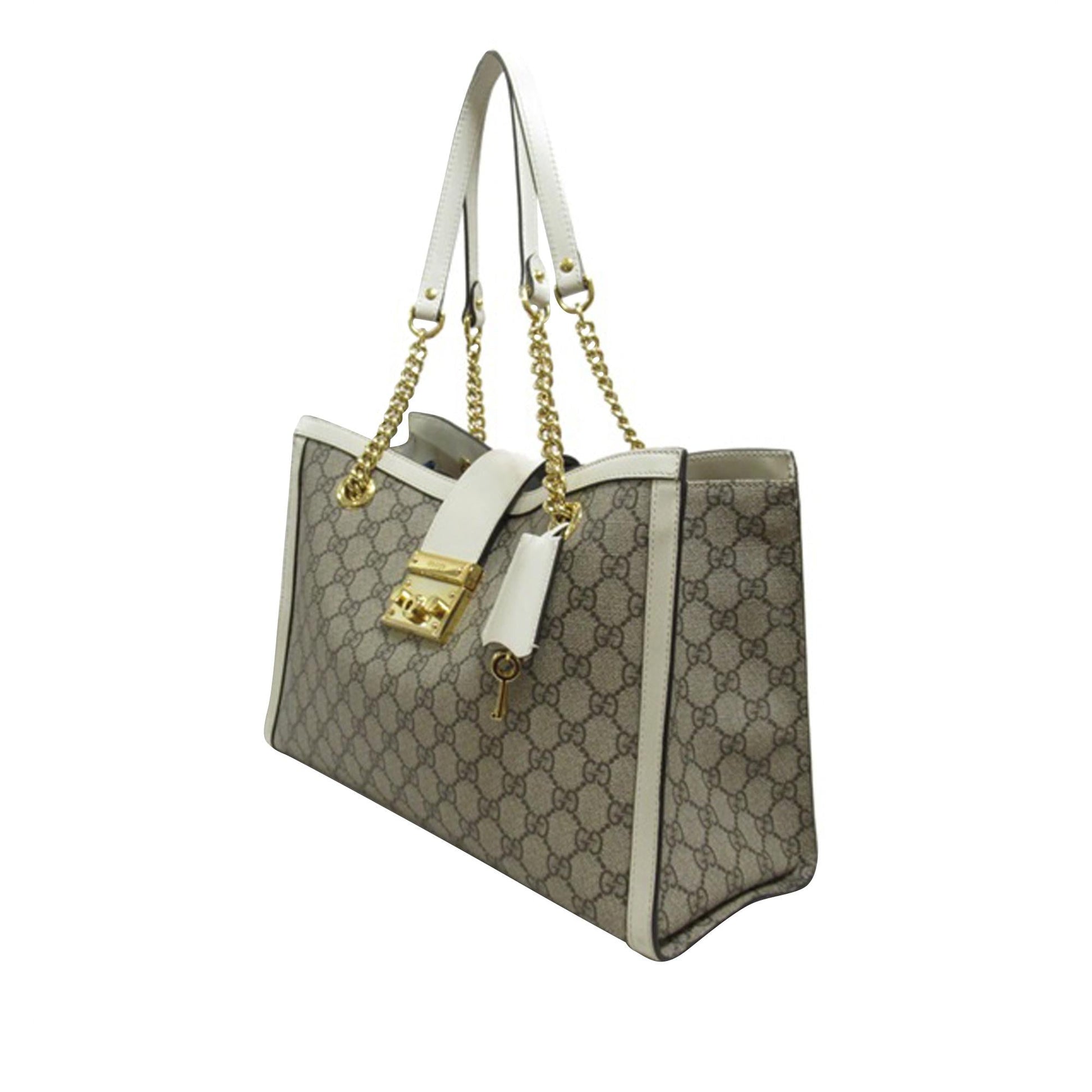 Gucci GG Supreme Padlock SHG-d03O8y Canvas Brown Medium Tote Bag