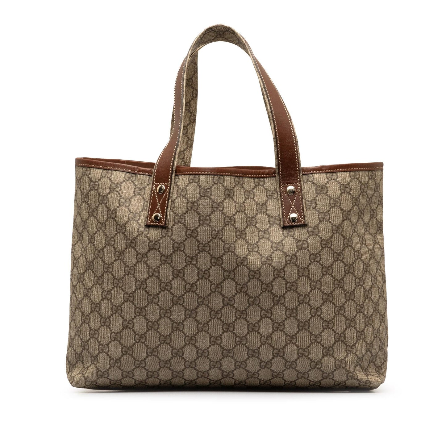 Gucci GG Supreme Web Loop SHG-Ew9uNi Canvas Brown Medium Tote Bag