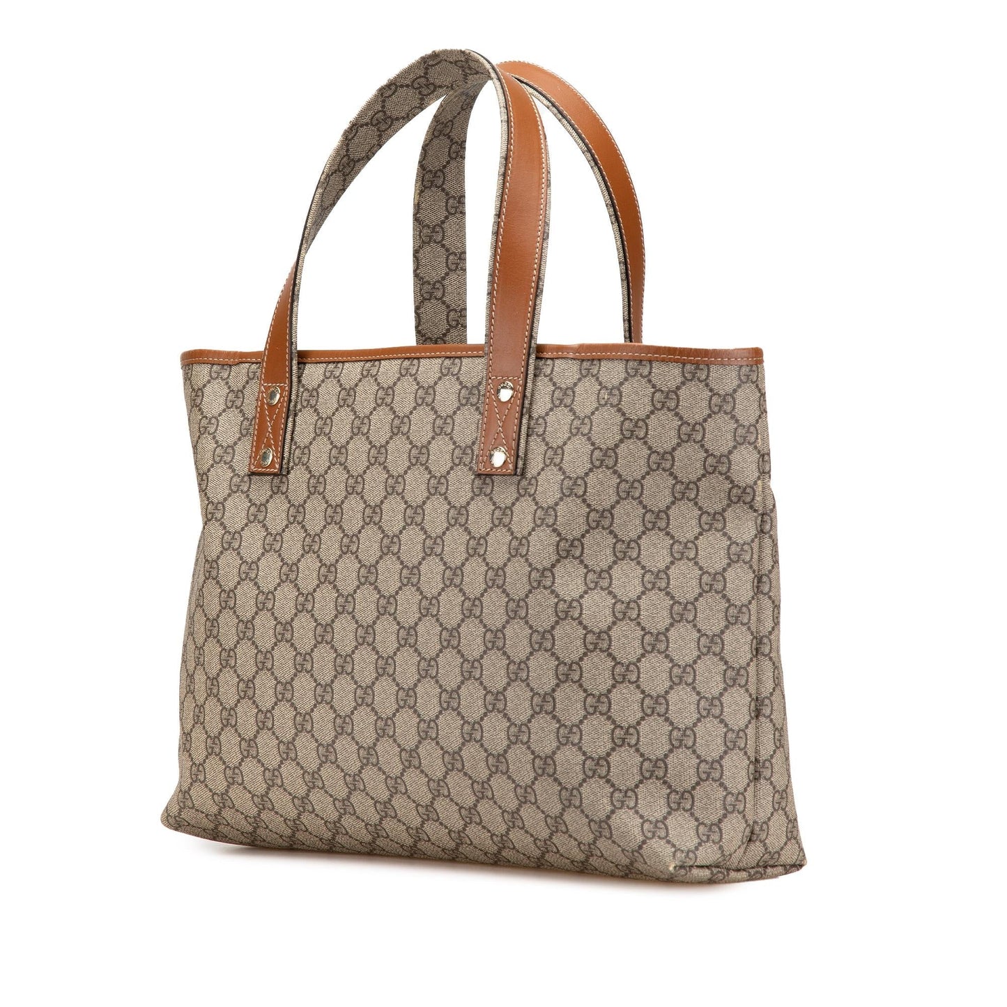Gucci GG Supreme Web Loop Canvas Brown Medium Tote Bag