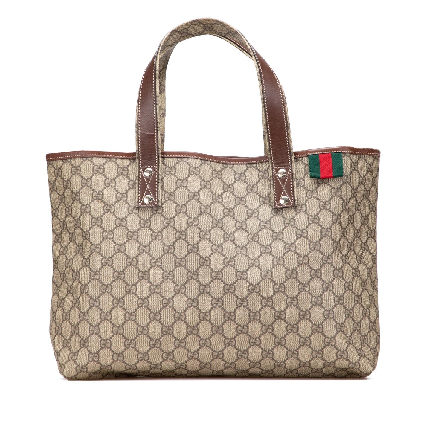 Gucci GG Supreme Web Loop Canvas Brown Medium Tote Bag Tote 2