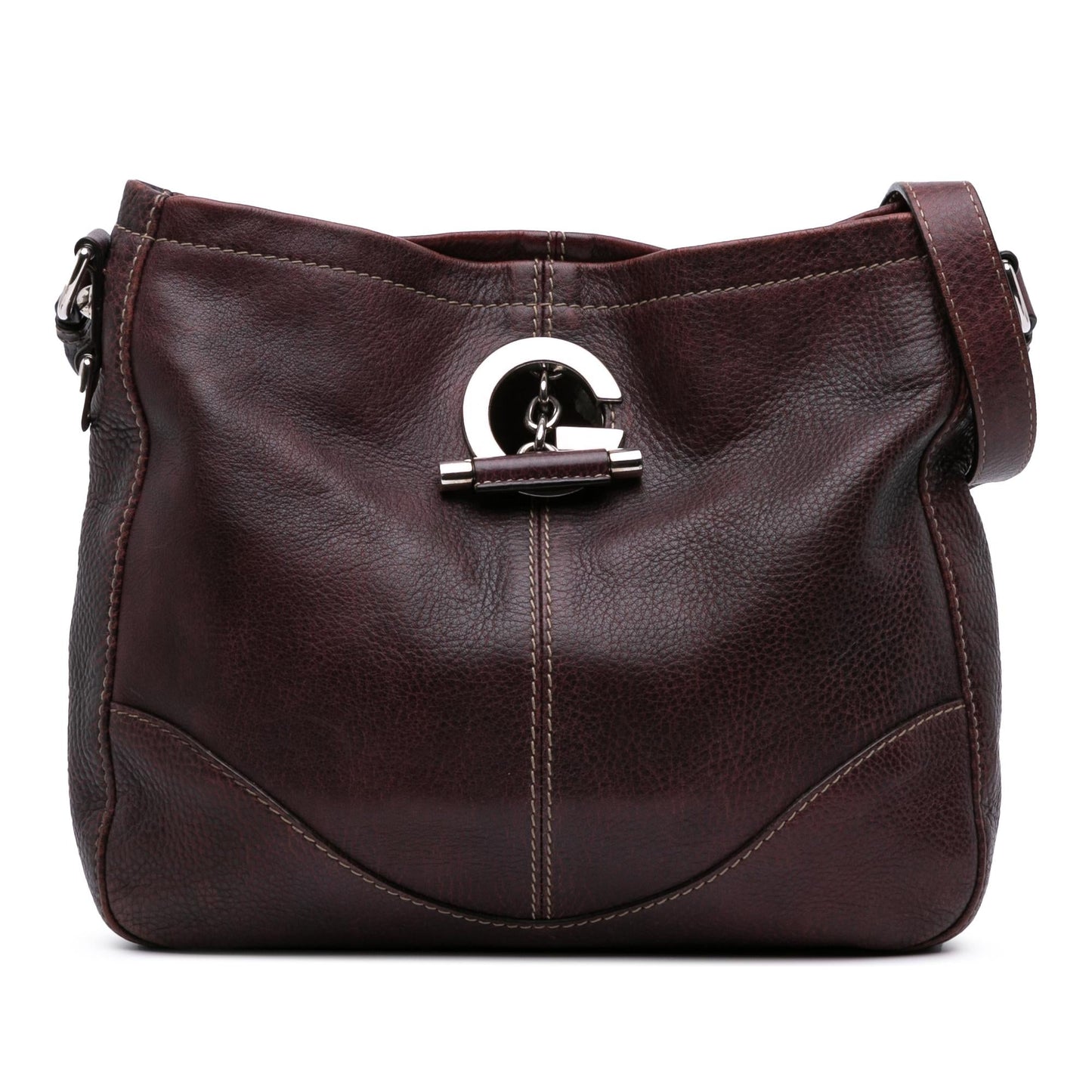 Gucci Grained Charlotte Calf Calfskin Brown Medium Crossbody Bag