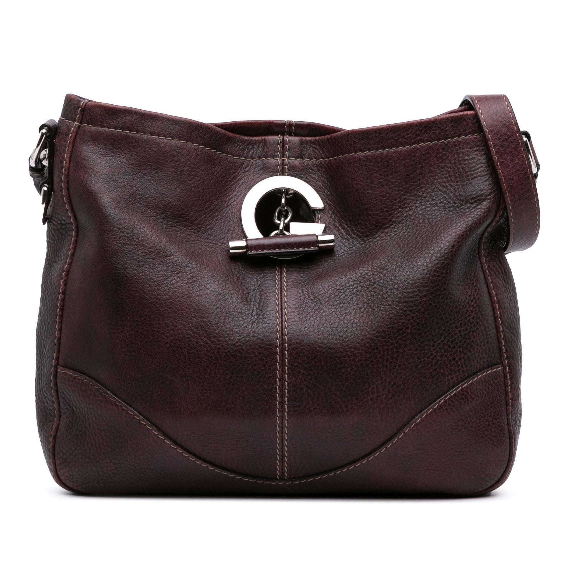 Gucci Grained Charlotte Calf Calfskin Brown Medium Crossbody Bag