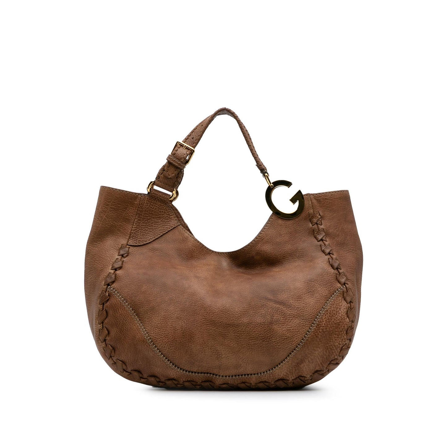 Gucci Grained Charlotte Calf Calfskin Brown Medium Shoulder Bag
