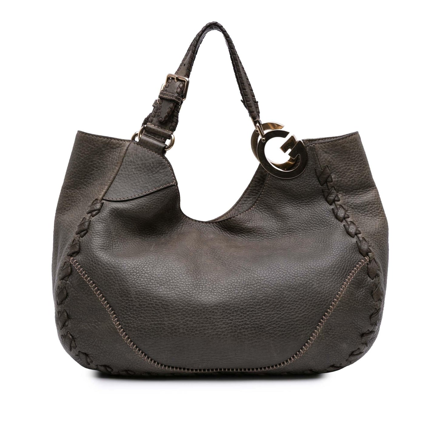 Gucci Grained Charlotte Calf Calfskin Grey Medium Shoulder Bag