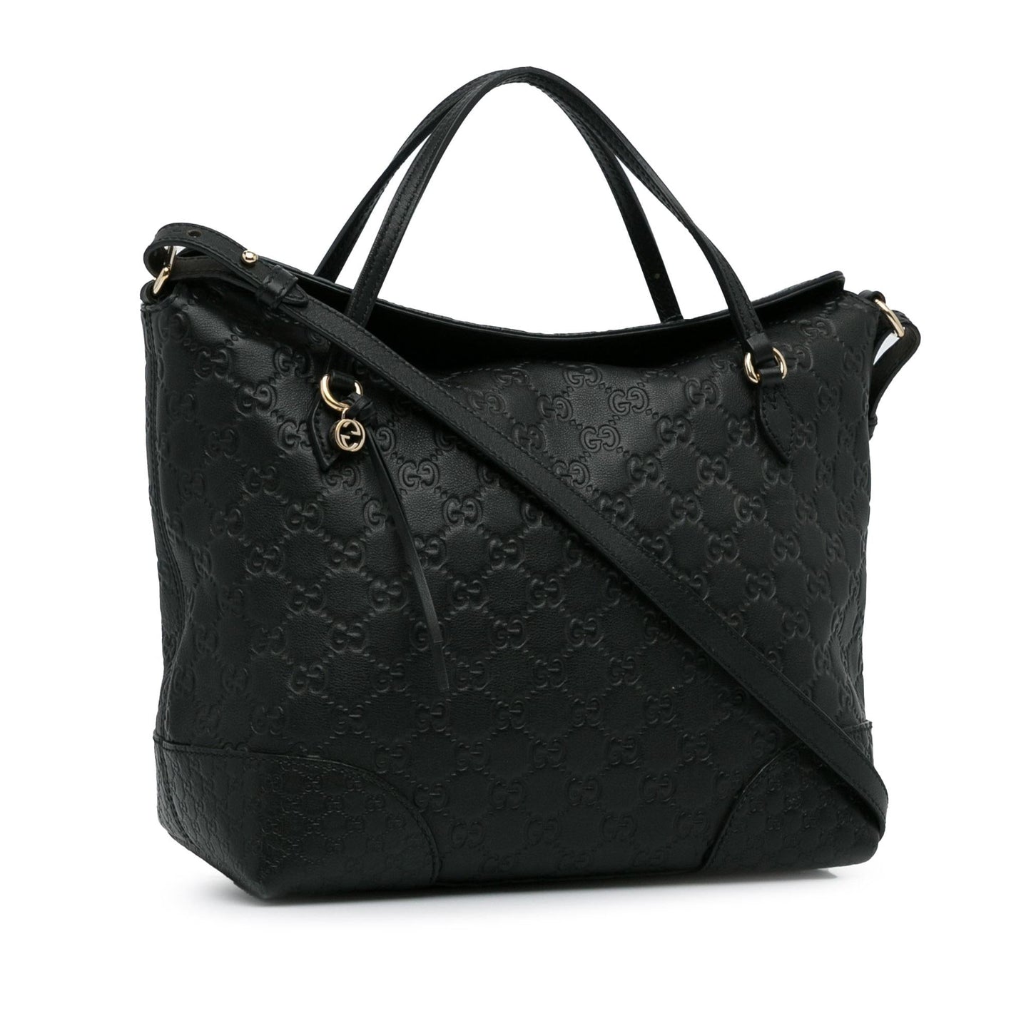 Gucci Guccissima Bree Fold Over SHG-JkQbc3 Calf Black Medium Tote Bag
