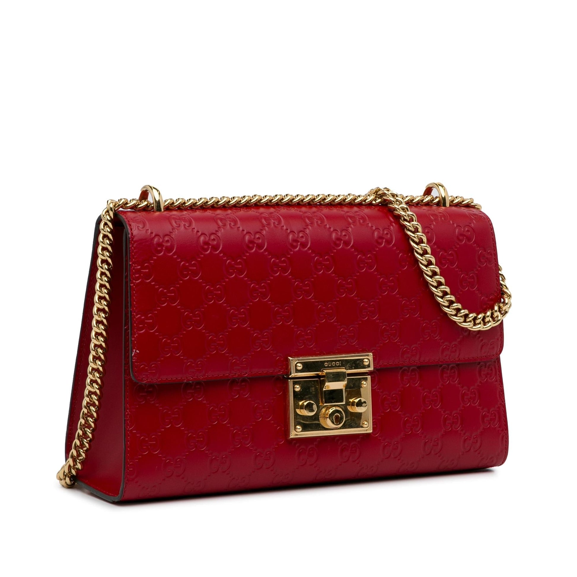 Gucci Guccissima Padlock SHG-rhl6JS Calf Red Medium Shoulder Bag