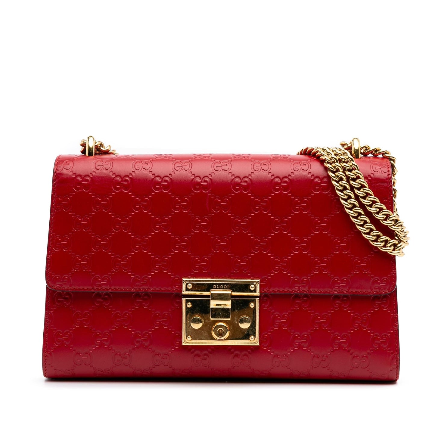 Gucci Guccissima Padlock Calf Red Medium Shoulder Bag