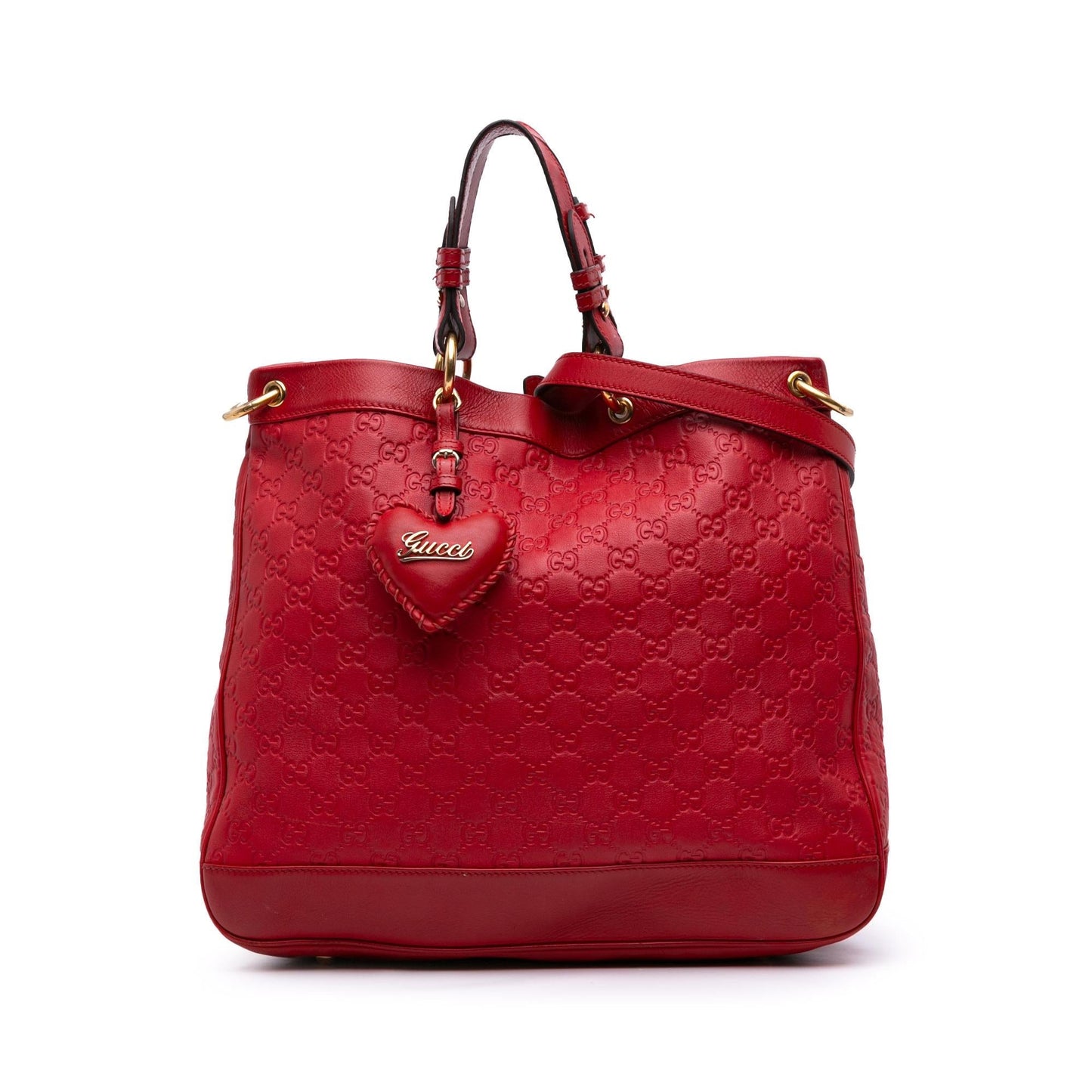 Gucci Guccissima Valentine Calf Red Medium Top Handle Satchel Bag