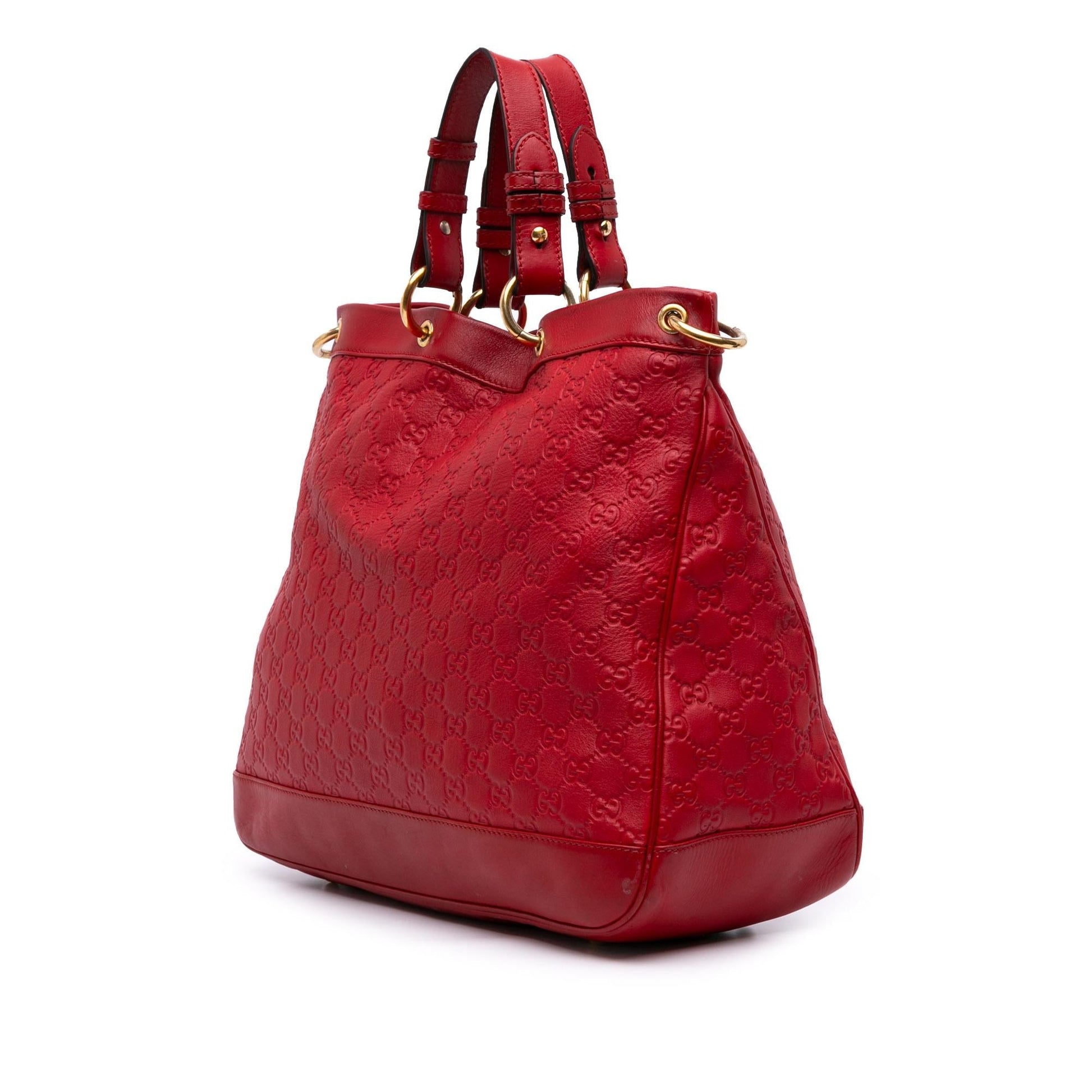 Gucci Guccissima Valentine Calf Red Medium Top Handle Satchel Bag