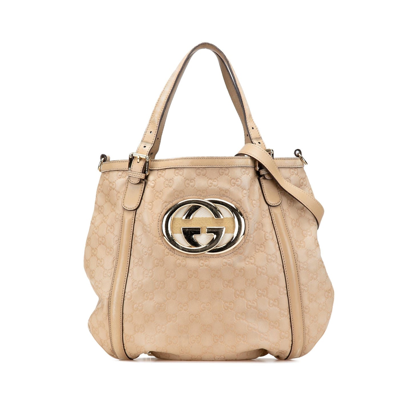 Gucci Guccissima Web Britt Calf Brown Medium Satchel Bag