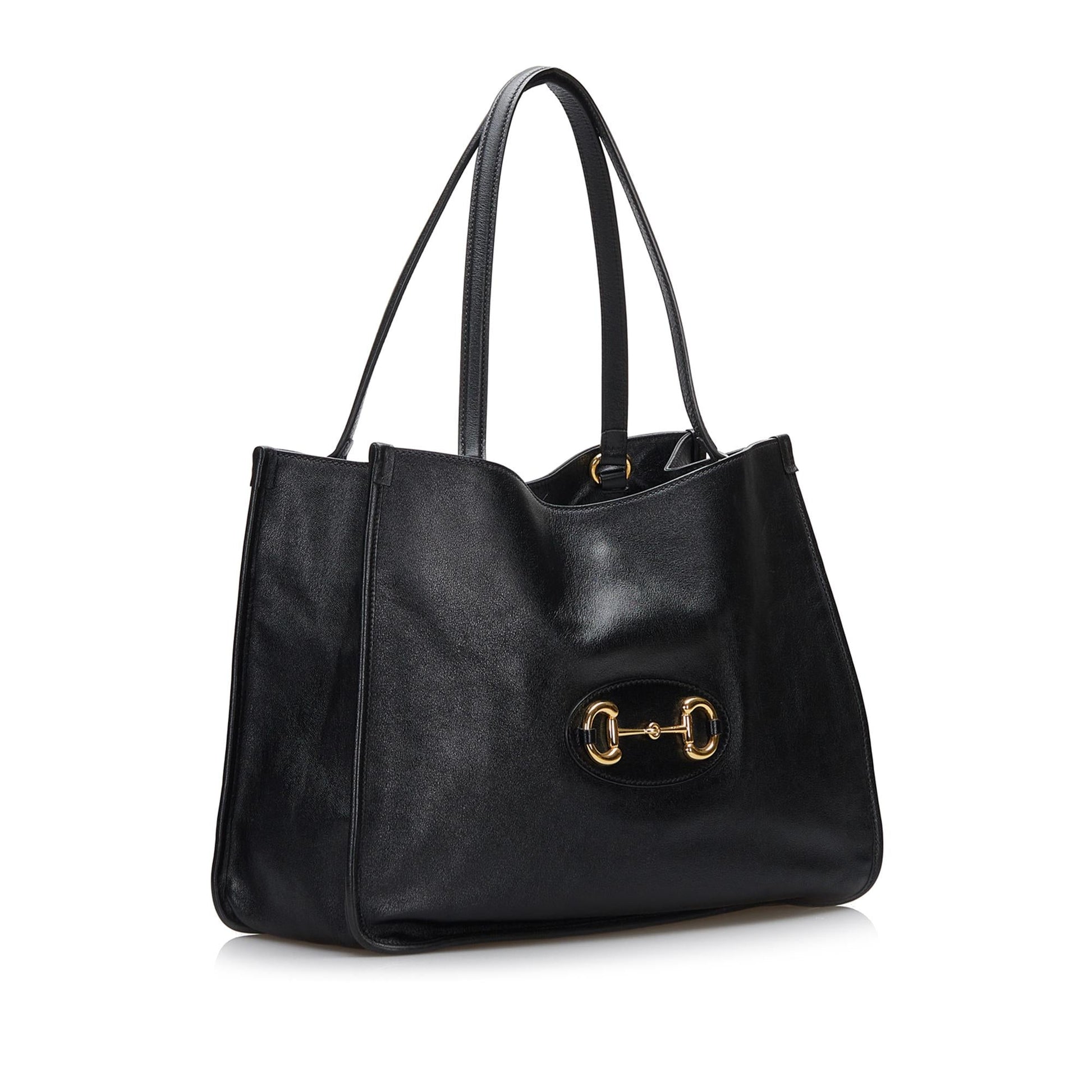 Gucci Horsebit SHG-icESM0 Calf Black Medium Tote Bag