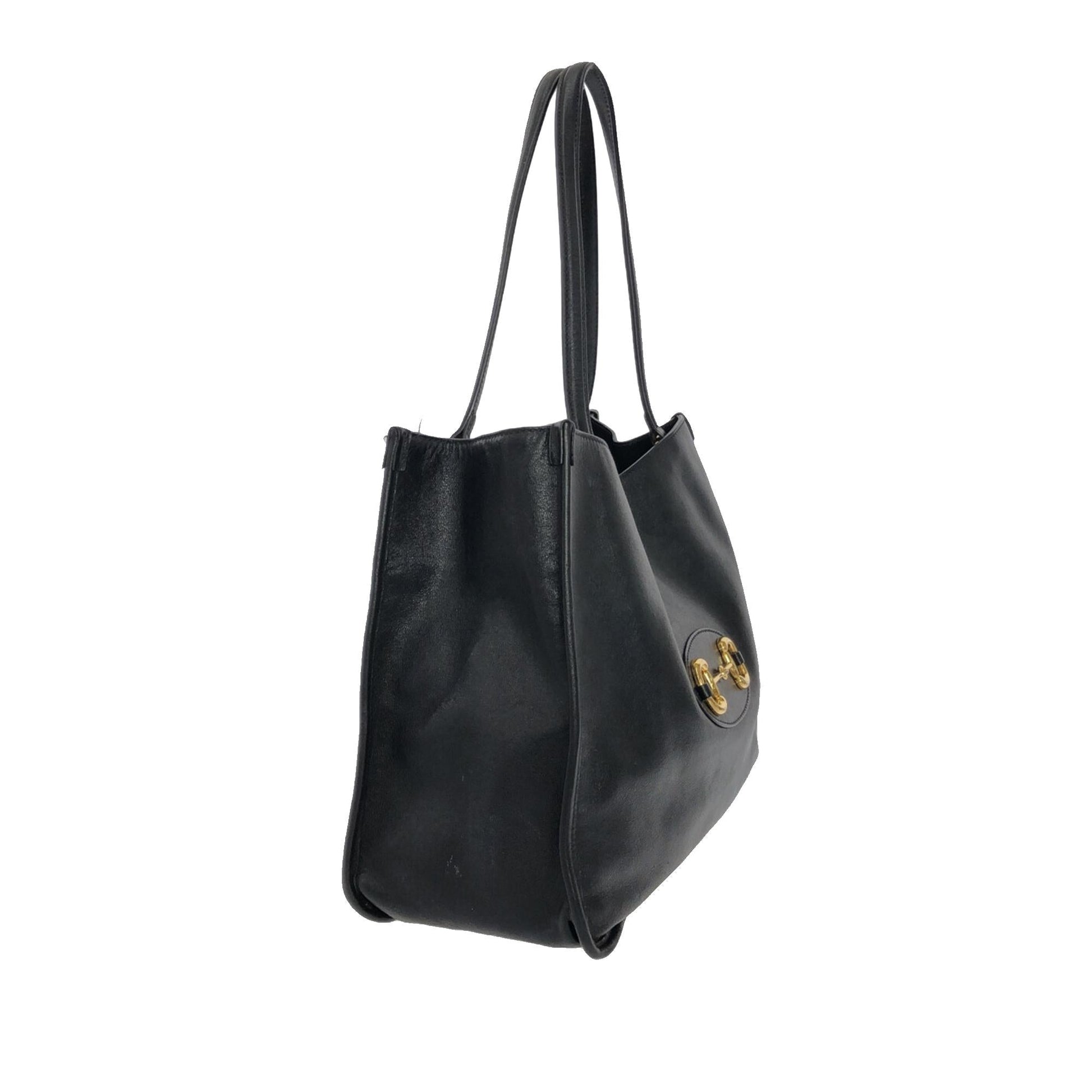 Gucci Horsebit SHG-q10Dvn Calf Black Medium Tote Bag