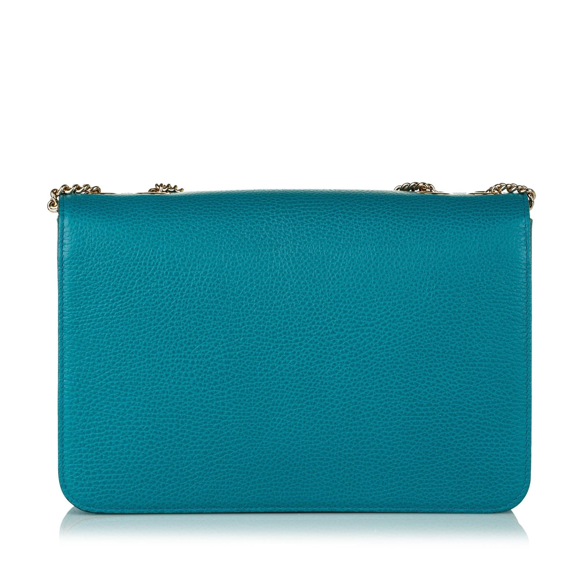 Gucci Interlocking G SHG Leather Calf Blue Medium Crossbody Bag
