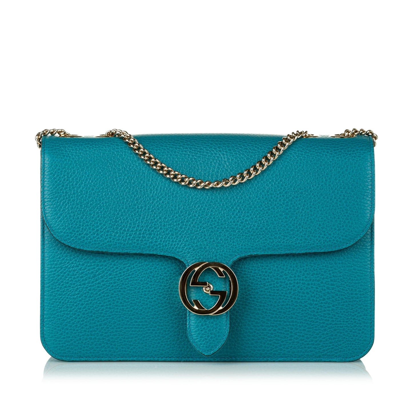 Gucci Interlocking G SHG Leather Calf Blue Medium Crossbody Bag